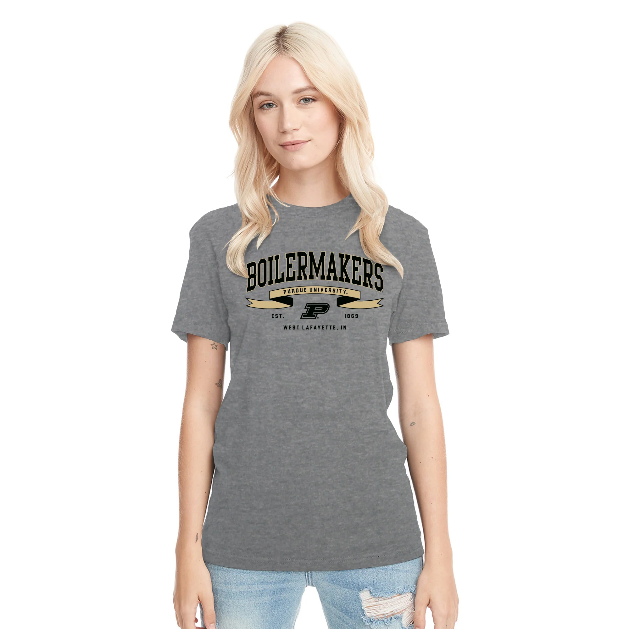 Purdue Ribbon Flight NLA Triblend T-Shirt - Premium Heather - Image 4