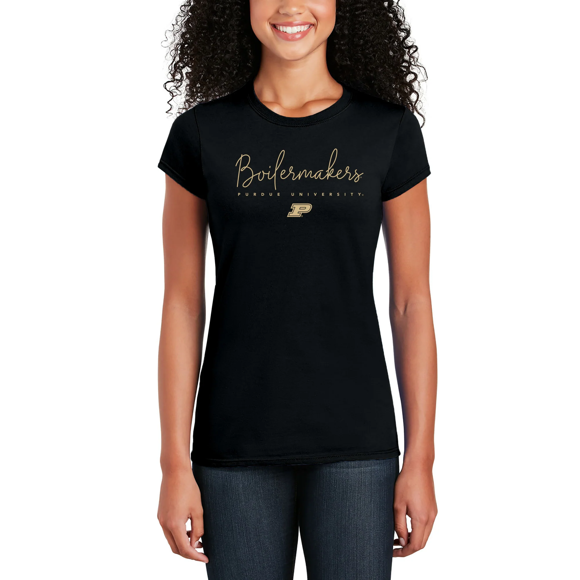 Purdue Thin Script Women's T-Shirt - Black - Image 5
