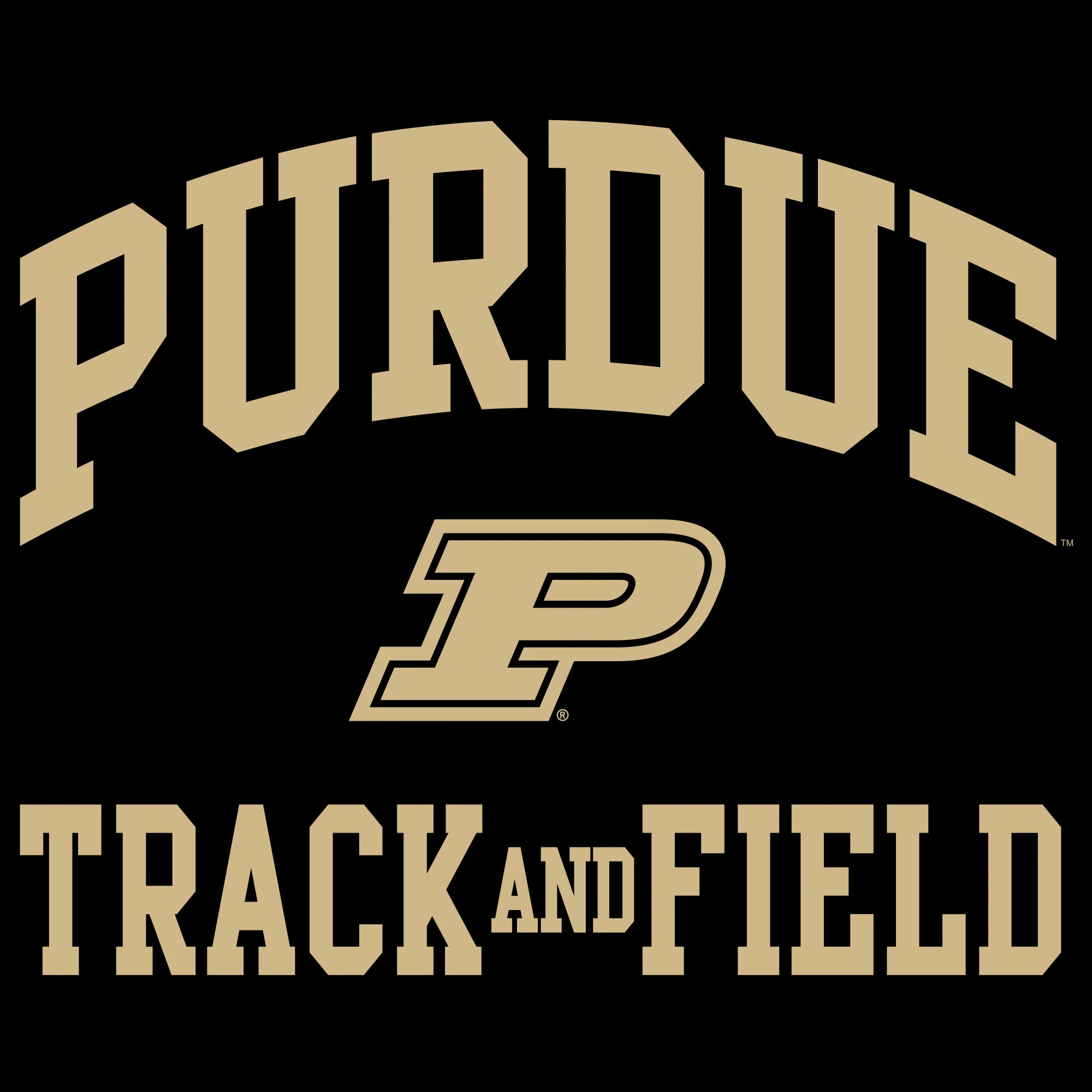 Purdue University Boilermakers Arch Logo Track & Field Long Sleeve T Shirt - Black - Image 2