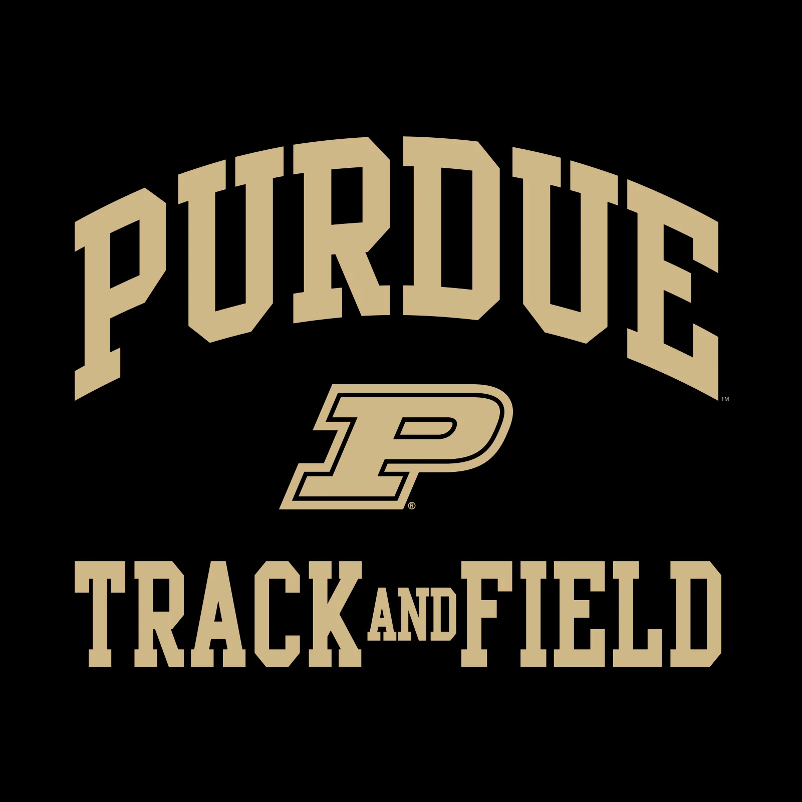 Purdue University Boilermakers Arch Logo Track & Field Short Sleeve T Shirt - Black - Image 2