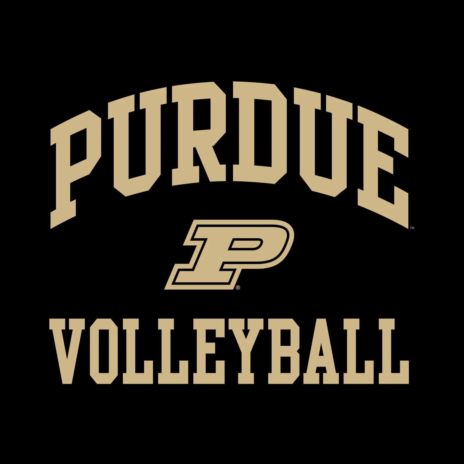 Purdue University Boilermakers Arch Logo Volleyball Short Sleeve T Shirt - Black - Image 2