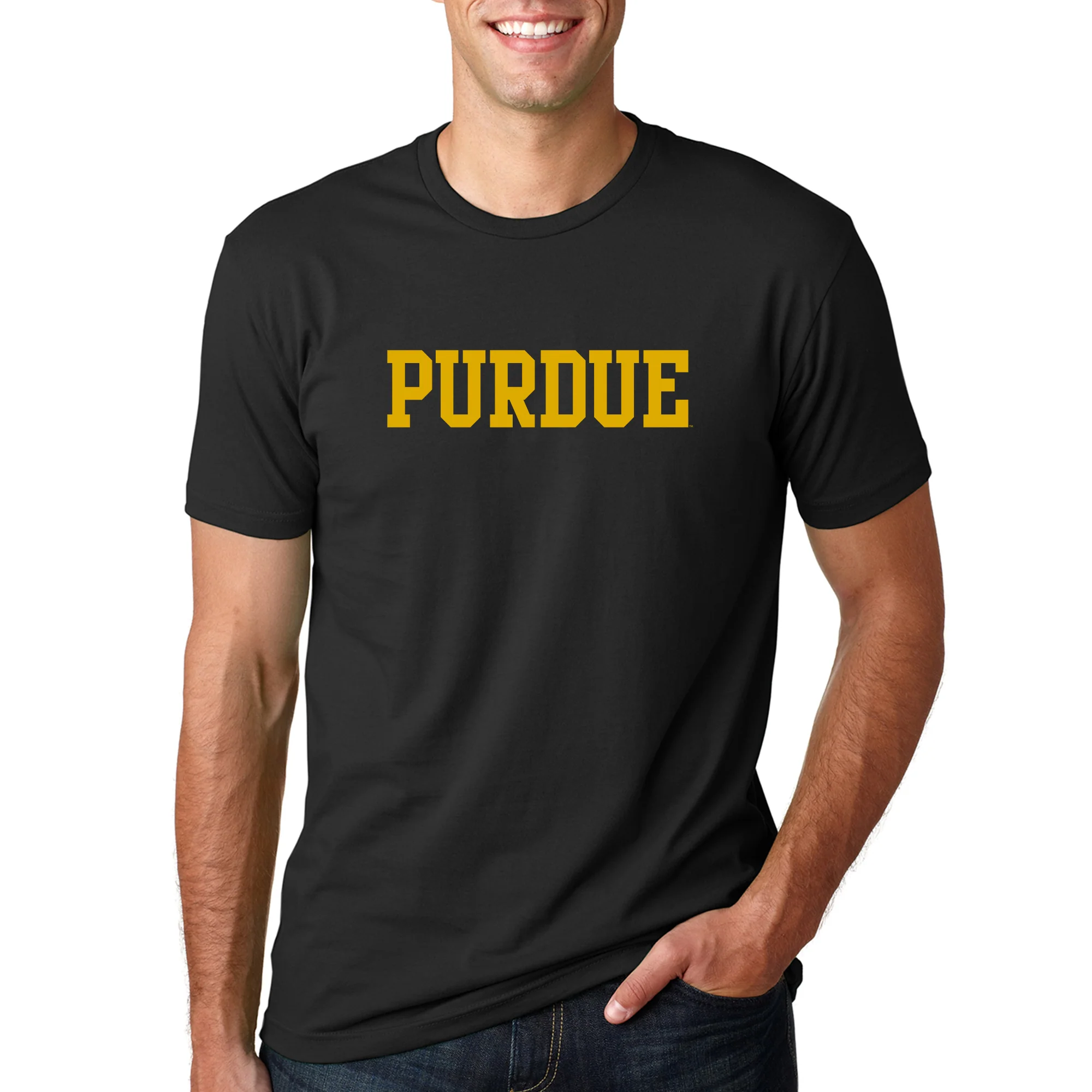 Purdue University Boilermakers Basic Block Short Sleeve T Shirt - Black - Image 3