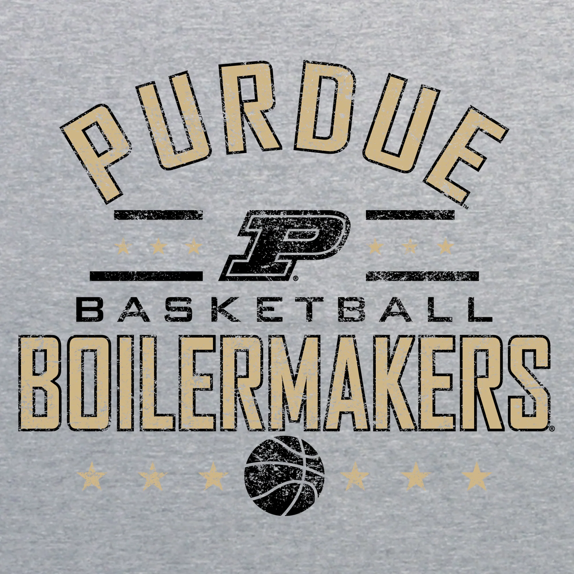Purdue University Boilermakers Basketball Arch Stars Short Sleeve T Shirt - Sport Grey - Image 2