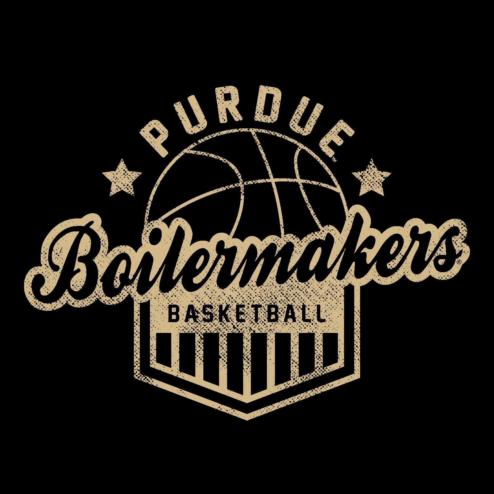 Purdue University Boilermakers Basketball Shield Short Sleeve T-Shirt - Black - Image 2