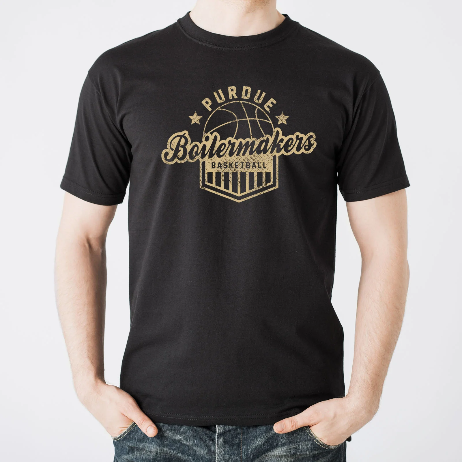 Purdue University Boilermakers Basketball Shield Short Sleeve T-Shirt - Black - Image 3