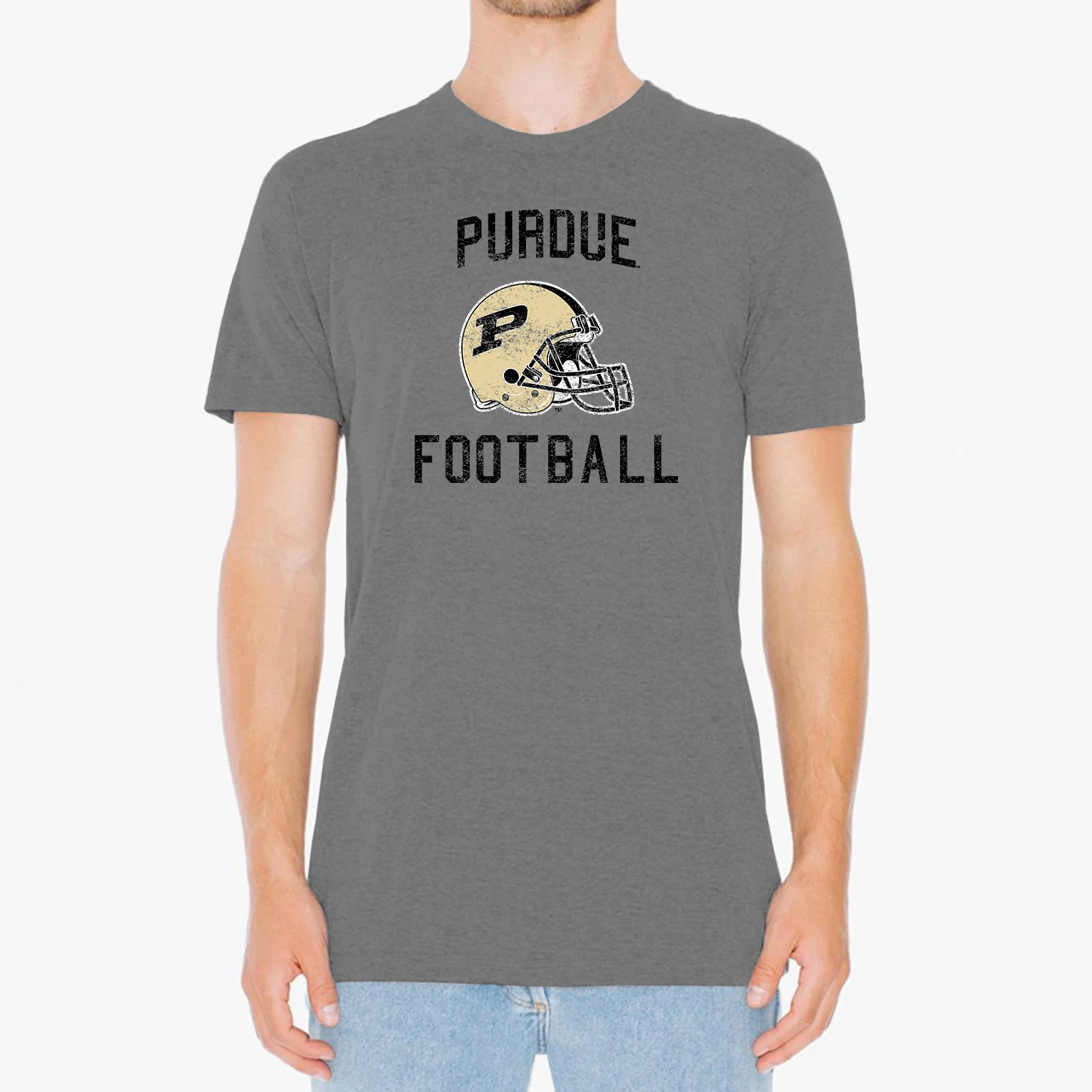 Purdue University Boilermakers Faded Helmet T Shirt - Premium Heather - Image 4