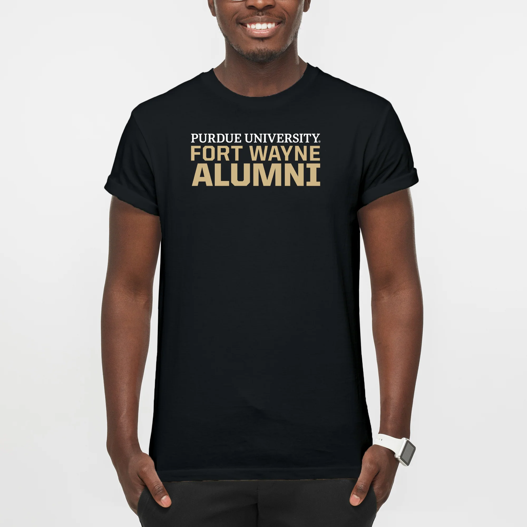 Purdue University Fort Wayne Mastodons Alumni Basic Block Short Sleeve T Shirt - Black - Image 3