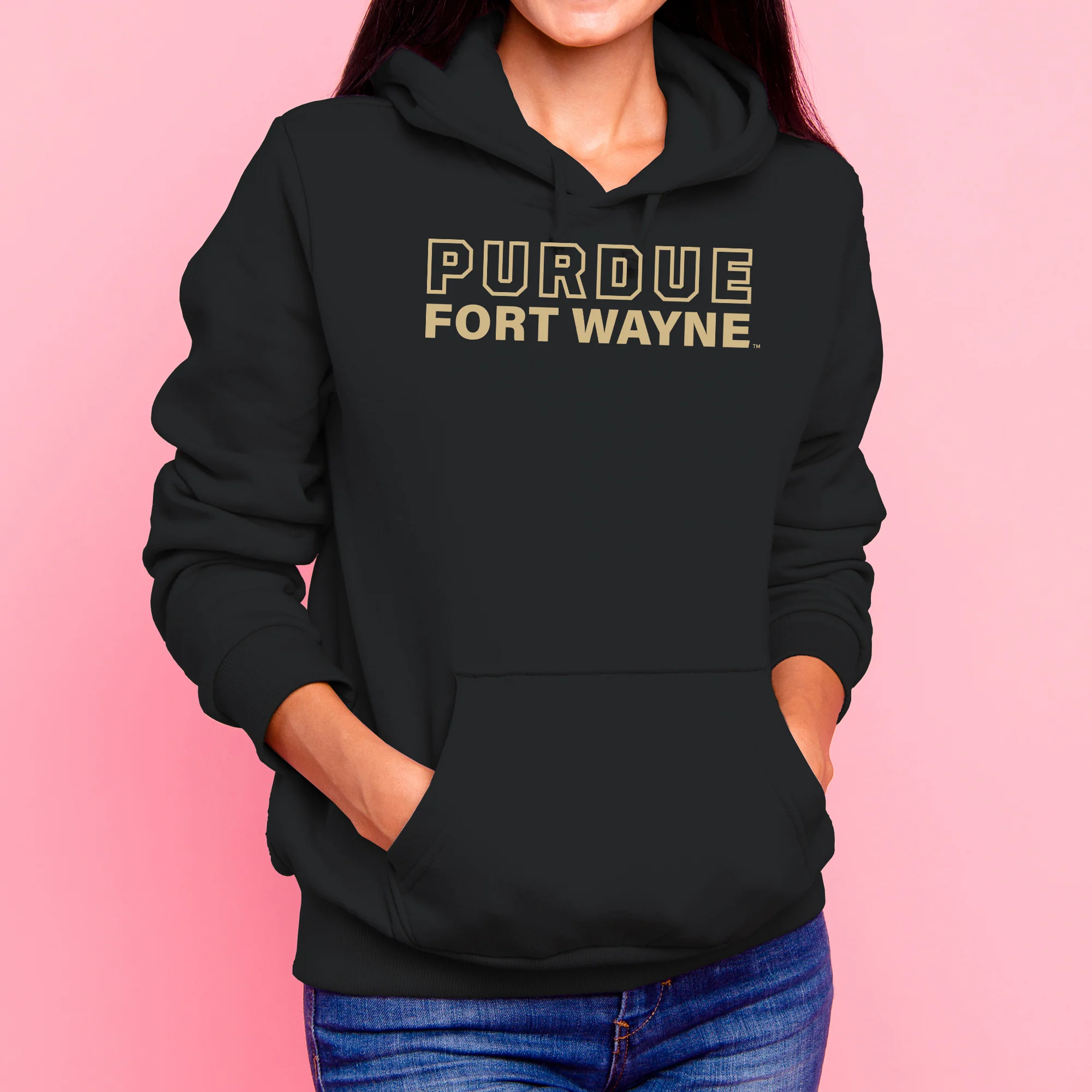 Purdue University Fort Wayne Mastodons Basic Block Hoodie - Black - Image 3