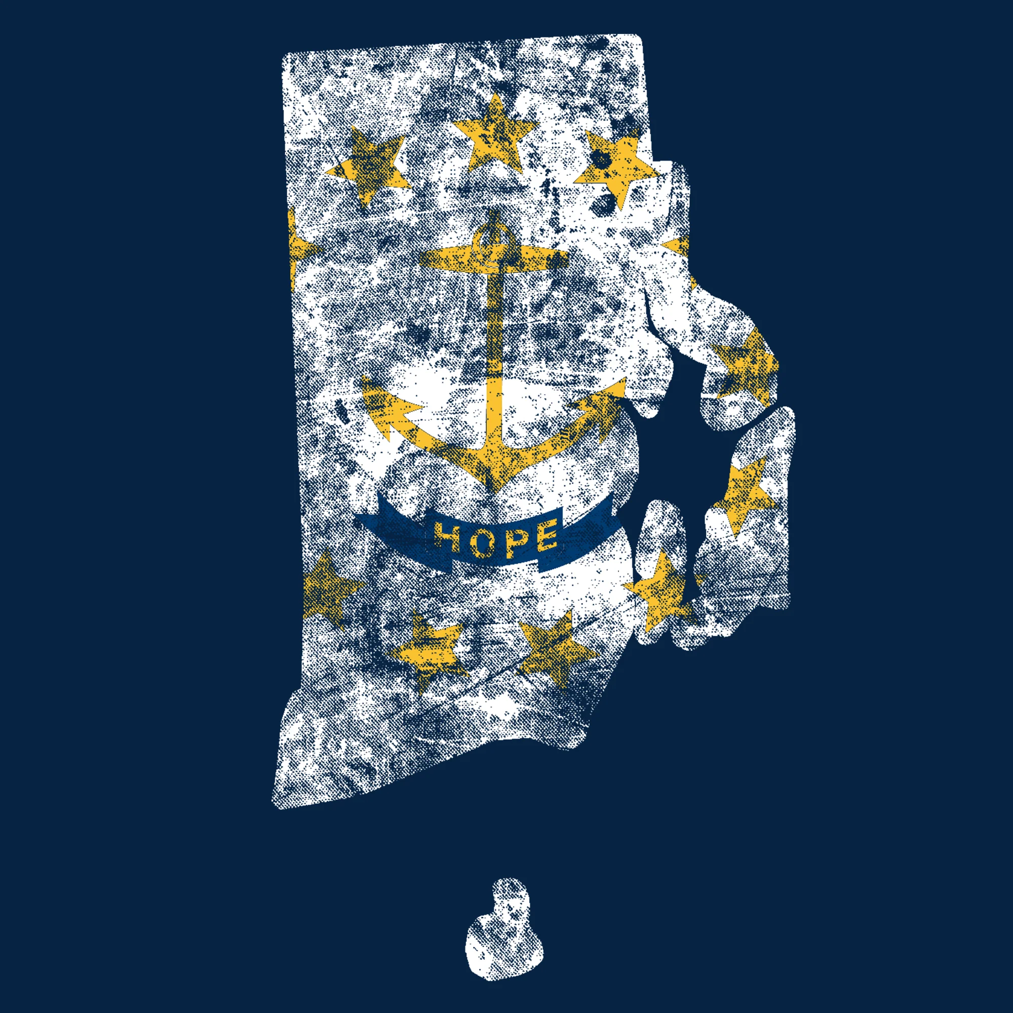 Rhode Island Distressed State Flag Outline Crewneck Sweatshirt - Navy - Image 2