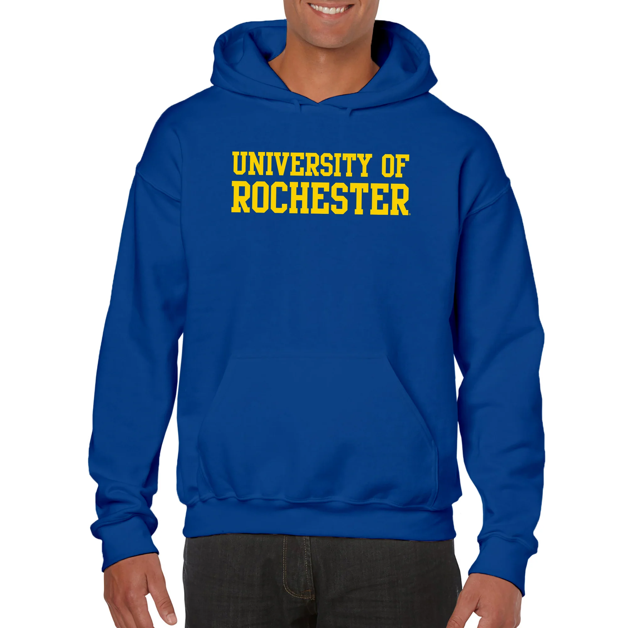 University of Rochester Yellowjackets Basic Block Heavy Blend Hoodie - Royal - Image 3