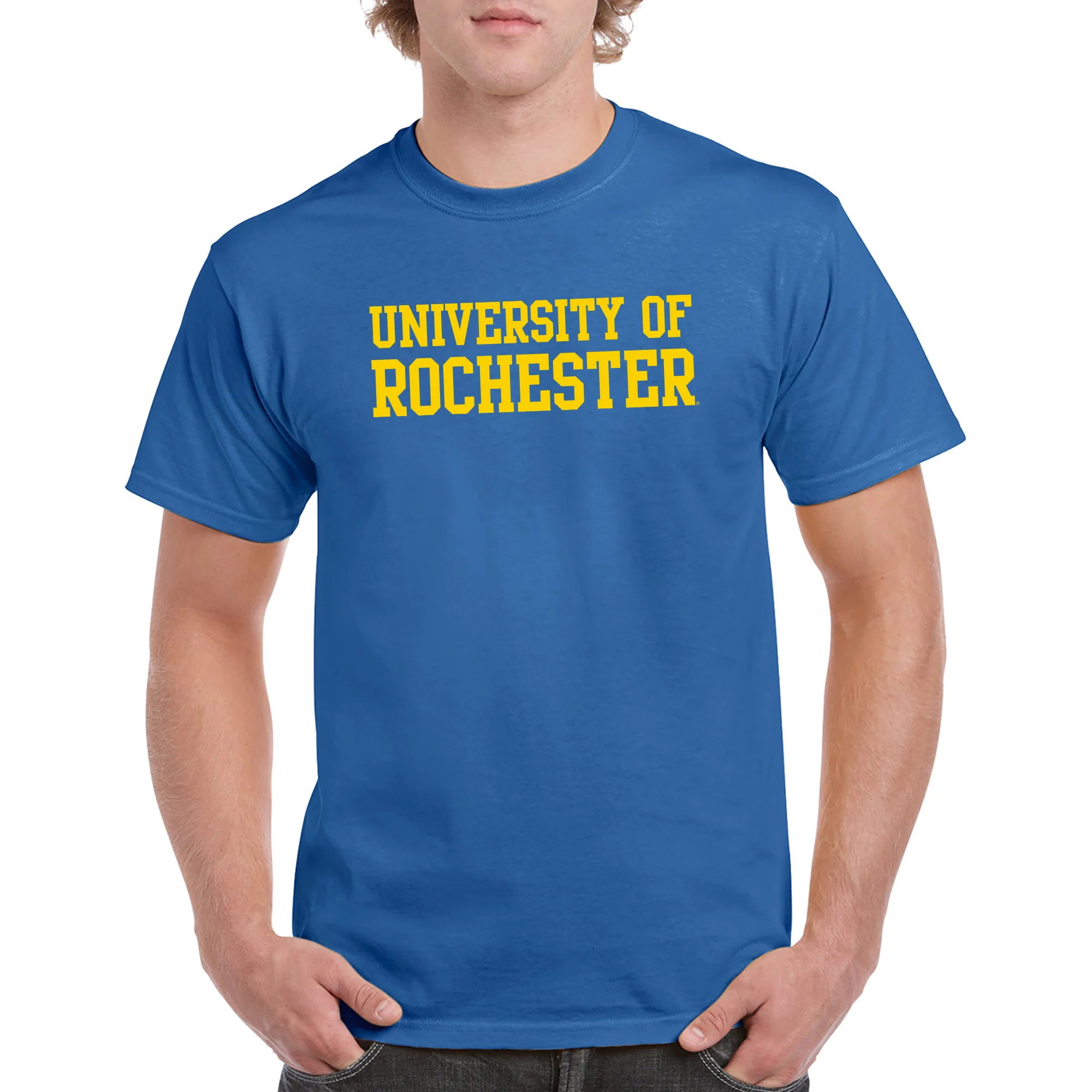 University of Rochester Yellowjackets Basic Block Short Sleeve T Shirt - Royal - Image 3