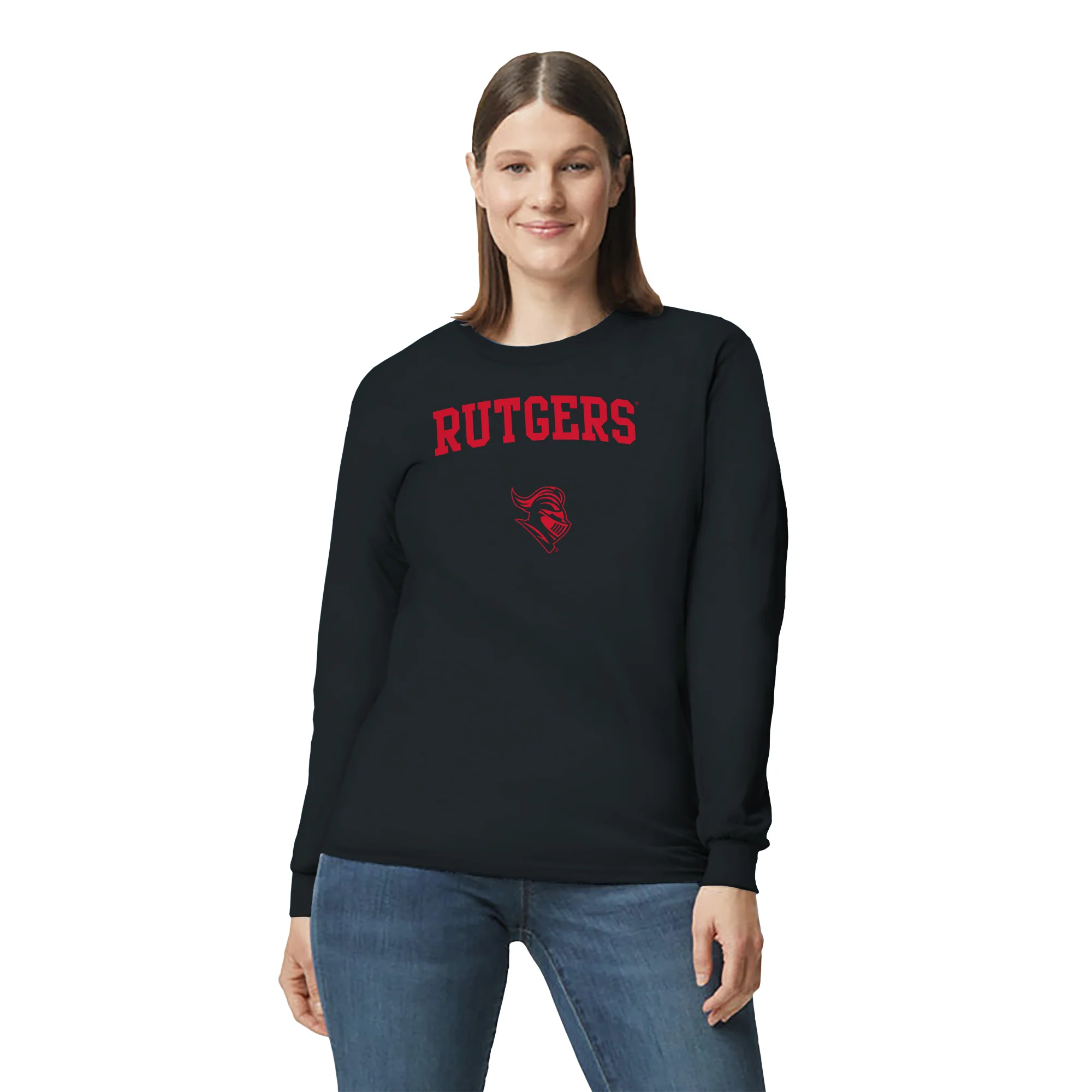 Rutgers University Scarlet Knights Arch Logo Long Sleeve T-Shirt - Black - Image 4