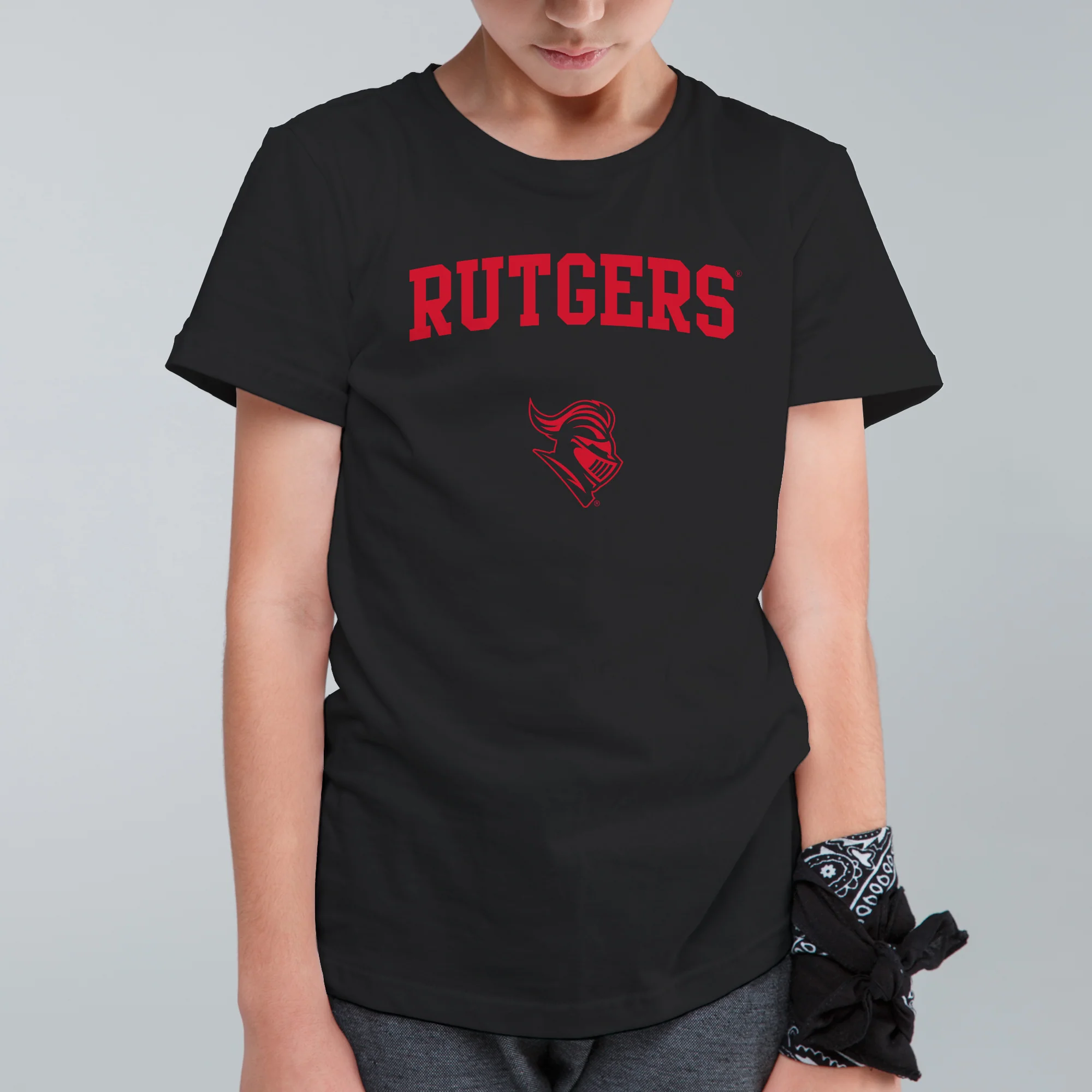 Rutgers University Scarlet Knights Arch Logo Youth T-Shirt - Black - Image 3