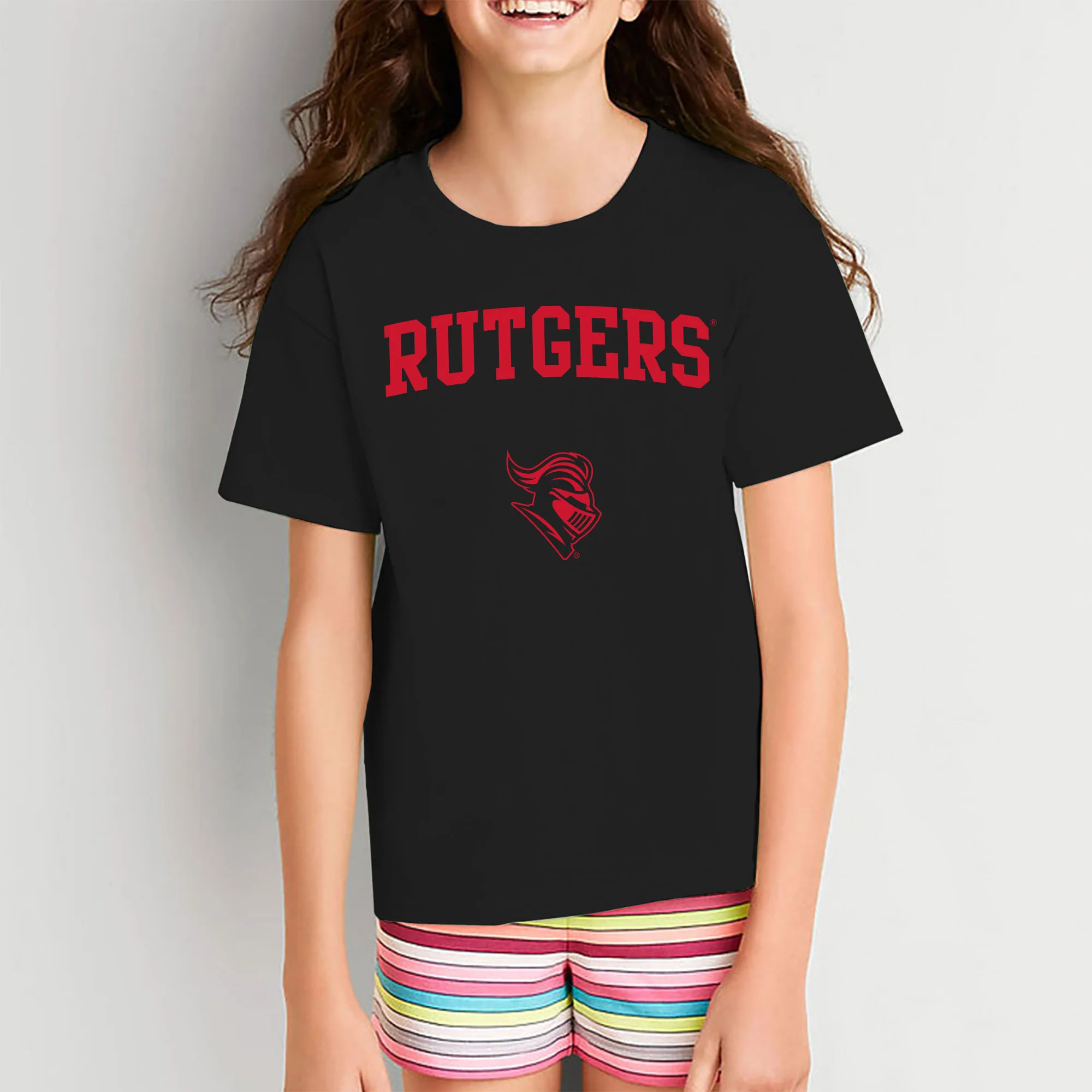 Rutgers University Scarlet Knights Arch Logo Youth T-Shirt - Black - Image 4