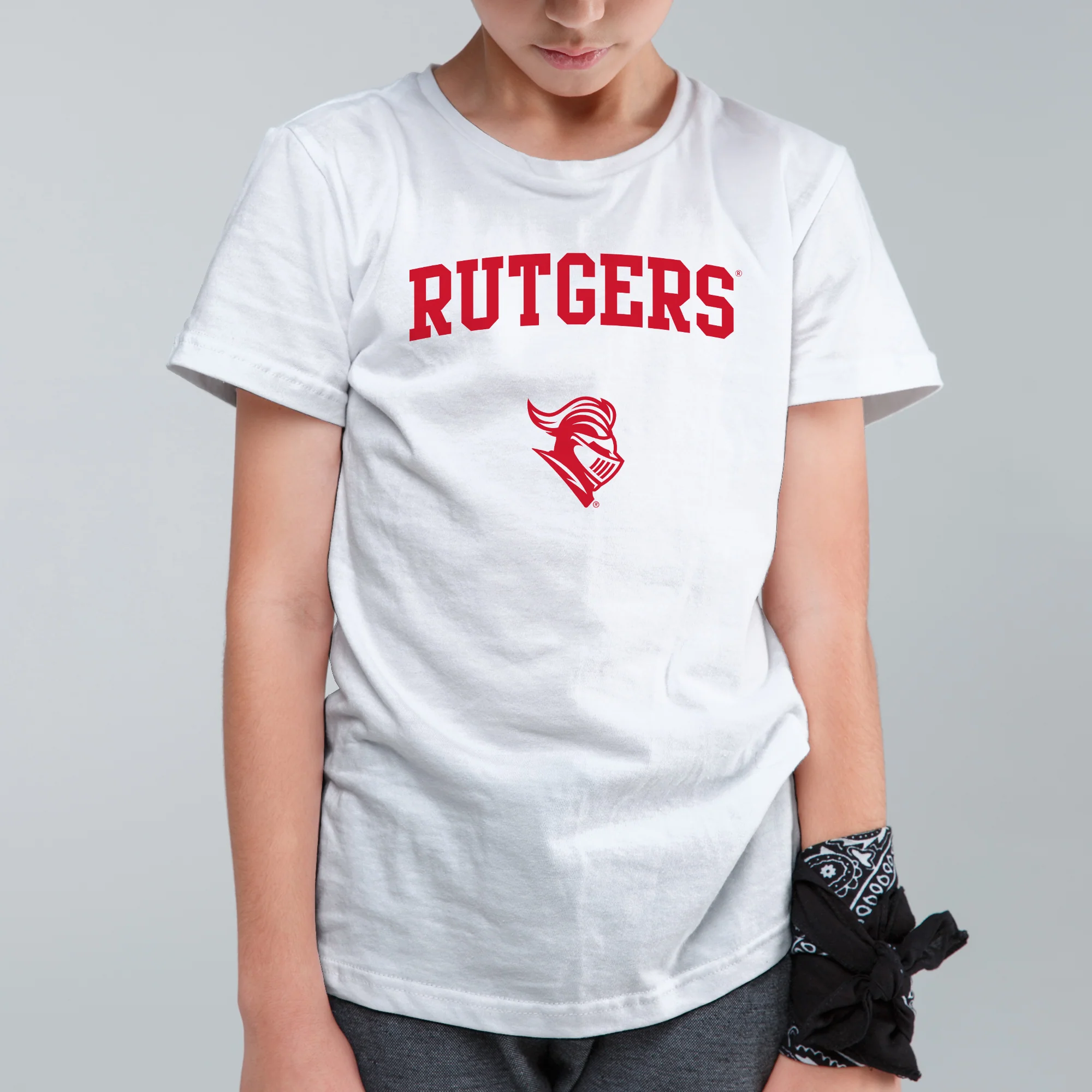 Rutgers University Scarlet Knights Arch Logo Youth T-Shirt - White - Image 3