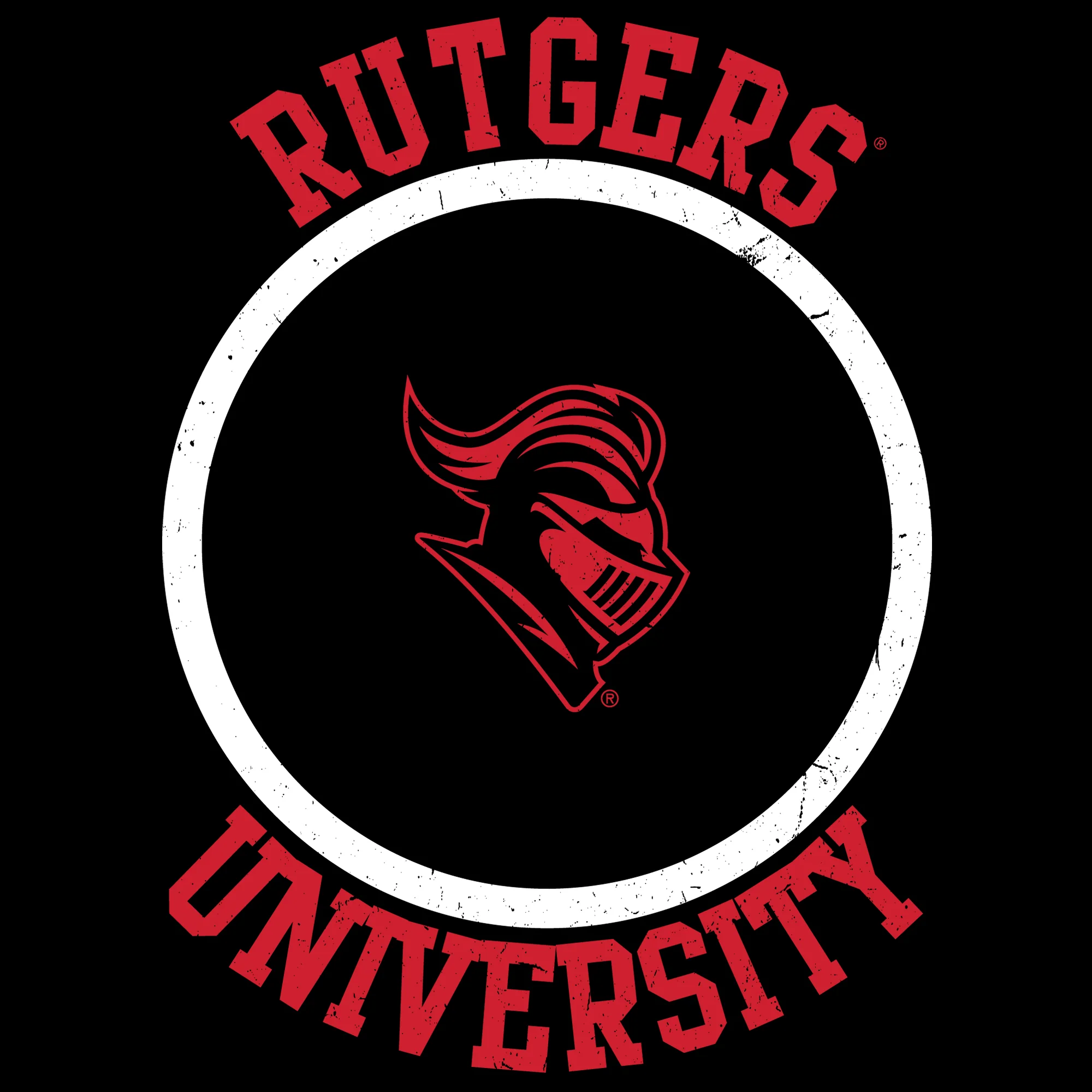 Rutgers University Scarlet Knights Distressed Circle Logo Long Sleeve T-Shirt - Black - Image 2