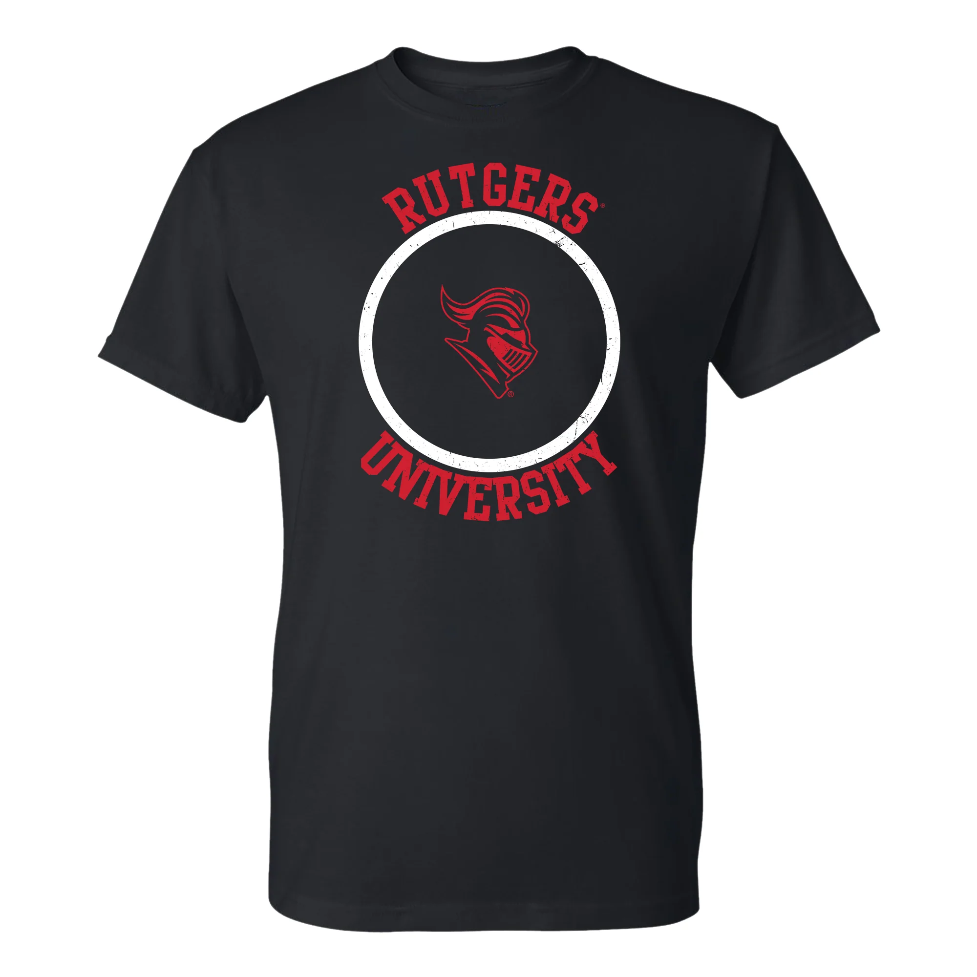 Rutgers University Scarlet Knights Distressed Circle Logo T-Shirt - Black