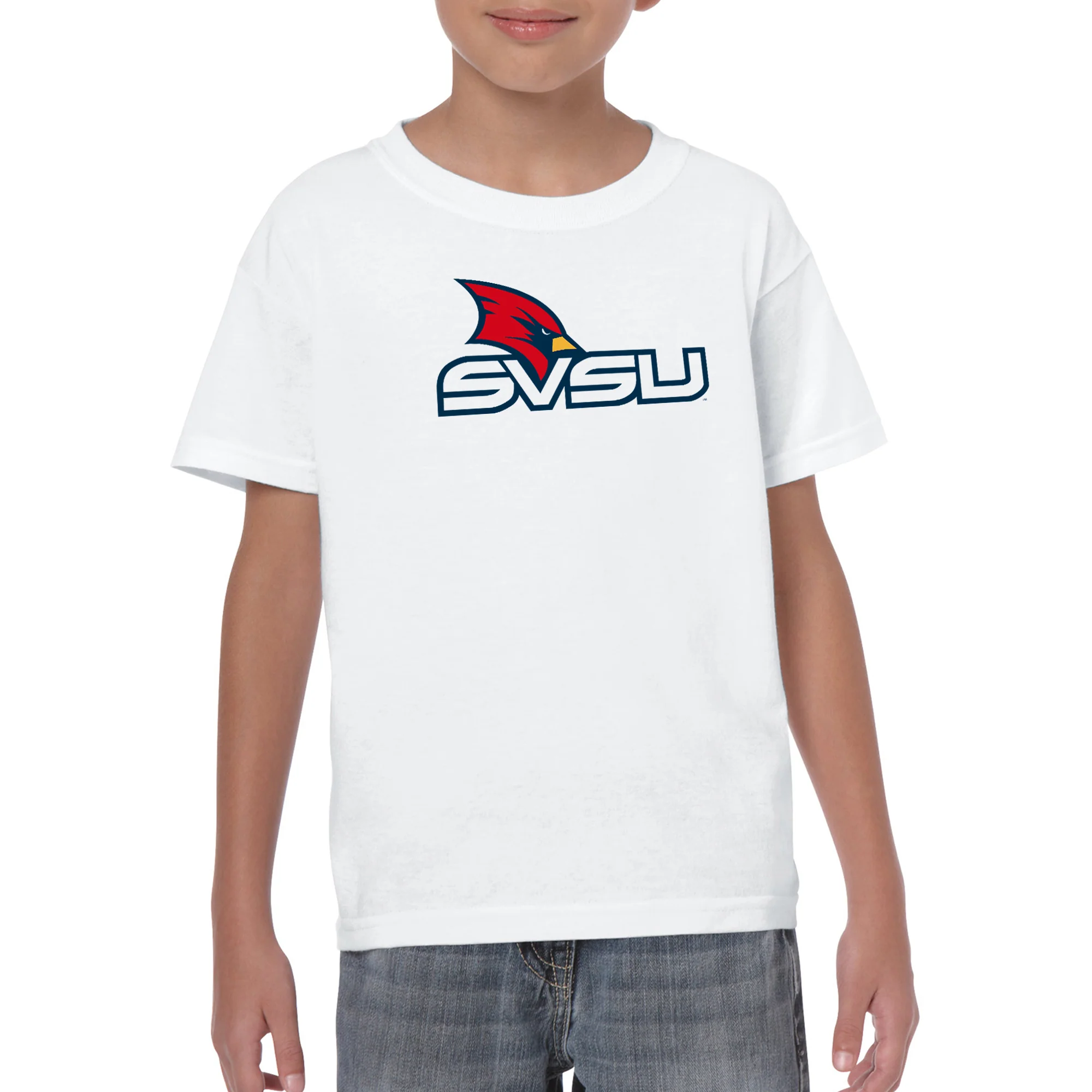 Saginaw Valley State SVSU Cardinals Primary Logo Youth T Shirt - White - Image 3