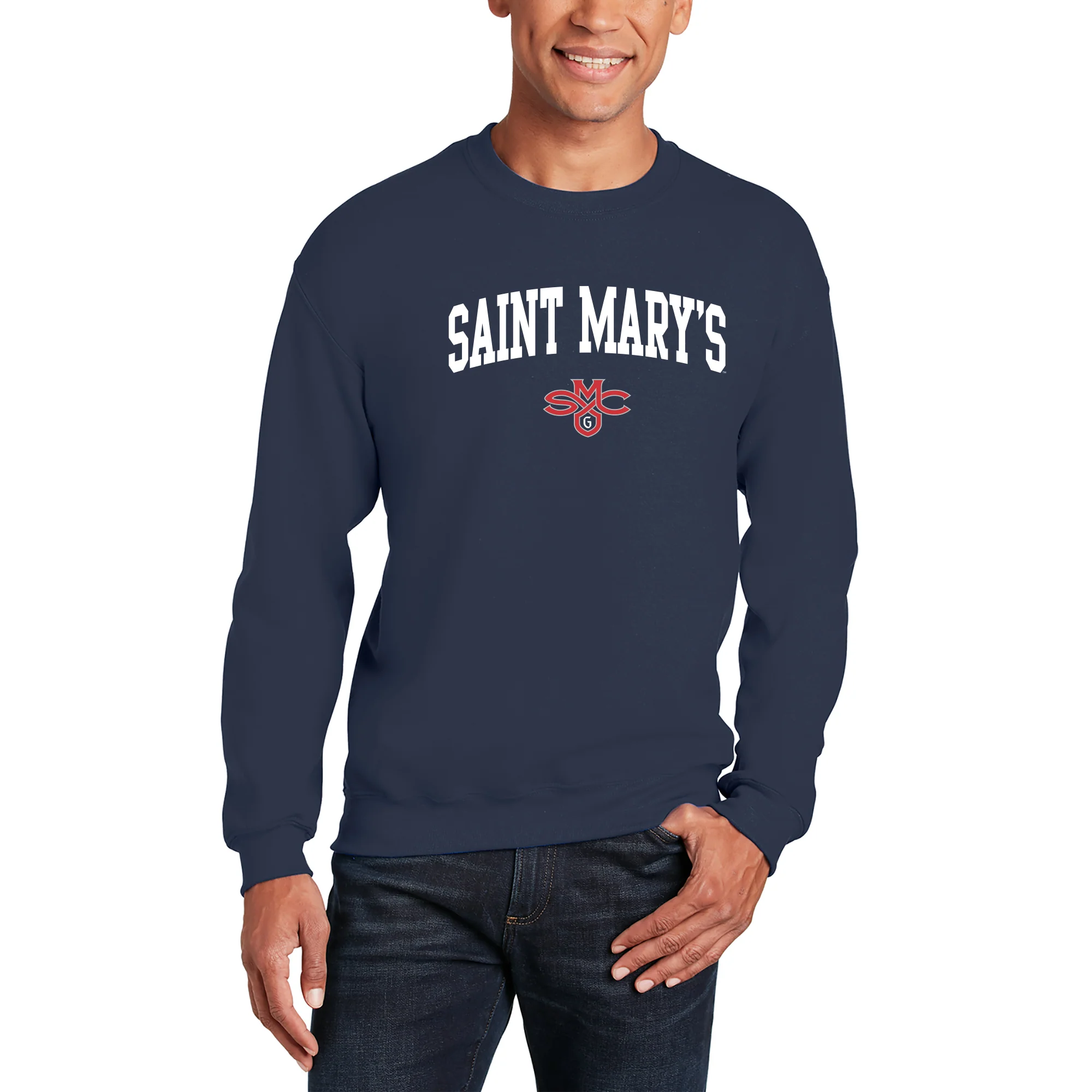 Saint Mary's College Gaels Arch Logo Crewneck Sweatshirt - Navy - Image 3