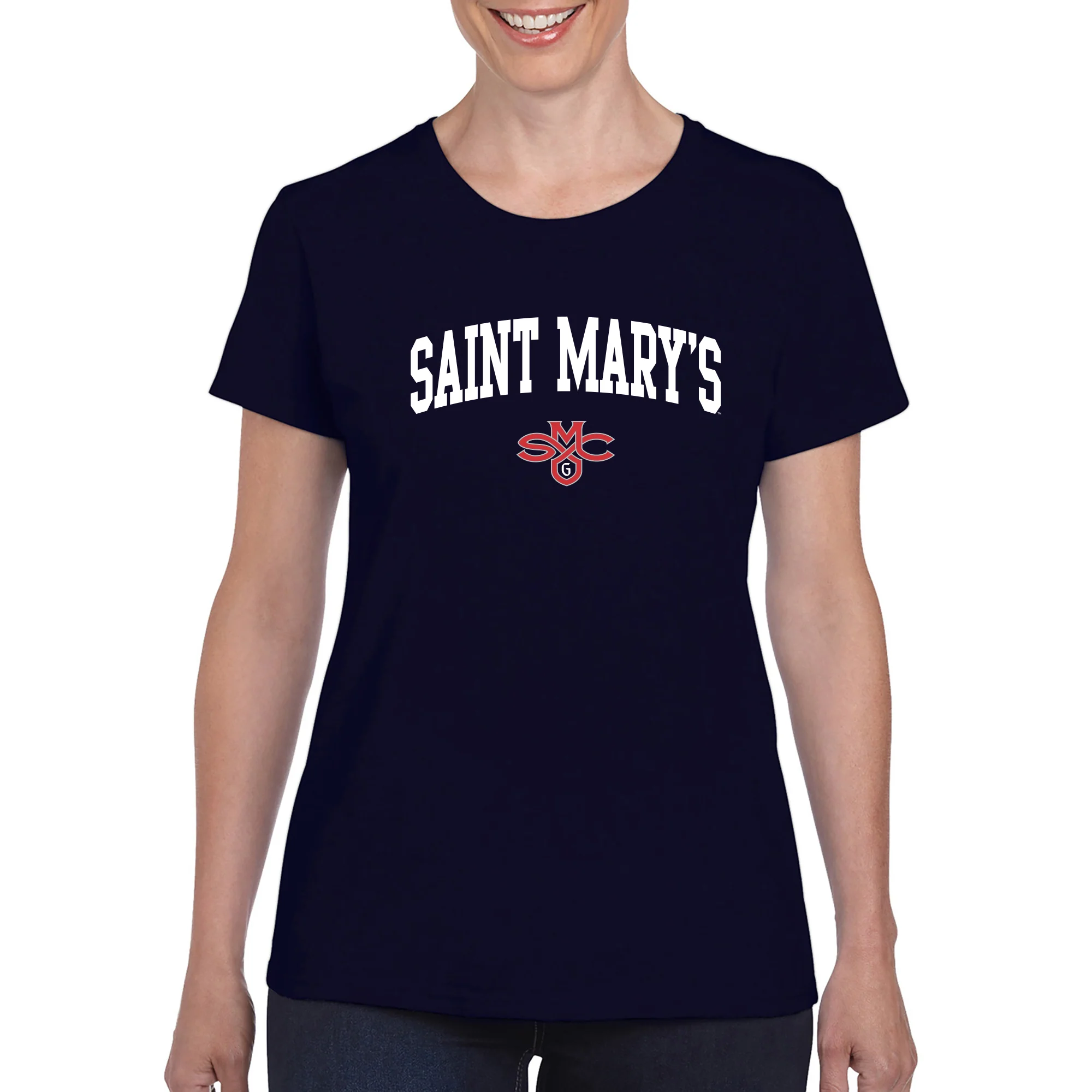 Saint Mary's College Gaels Arch Logo Womens T Shirt - Navy - Image 3