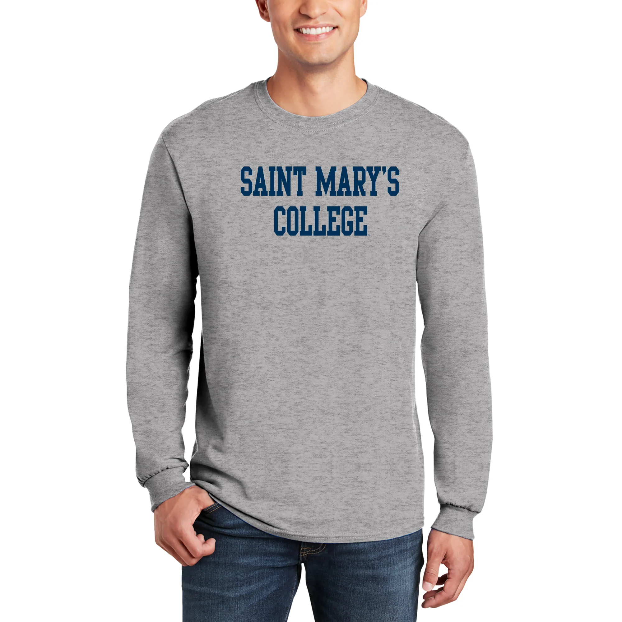 Saint Mary's College Gaels Basic Block Long Sleeve T Shirt - Sport Grey - Image 3