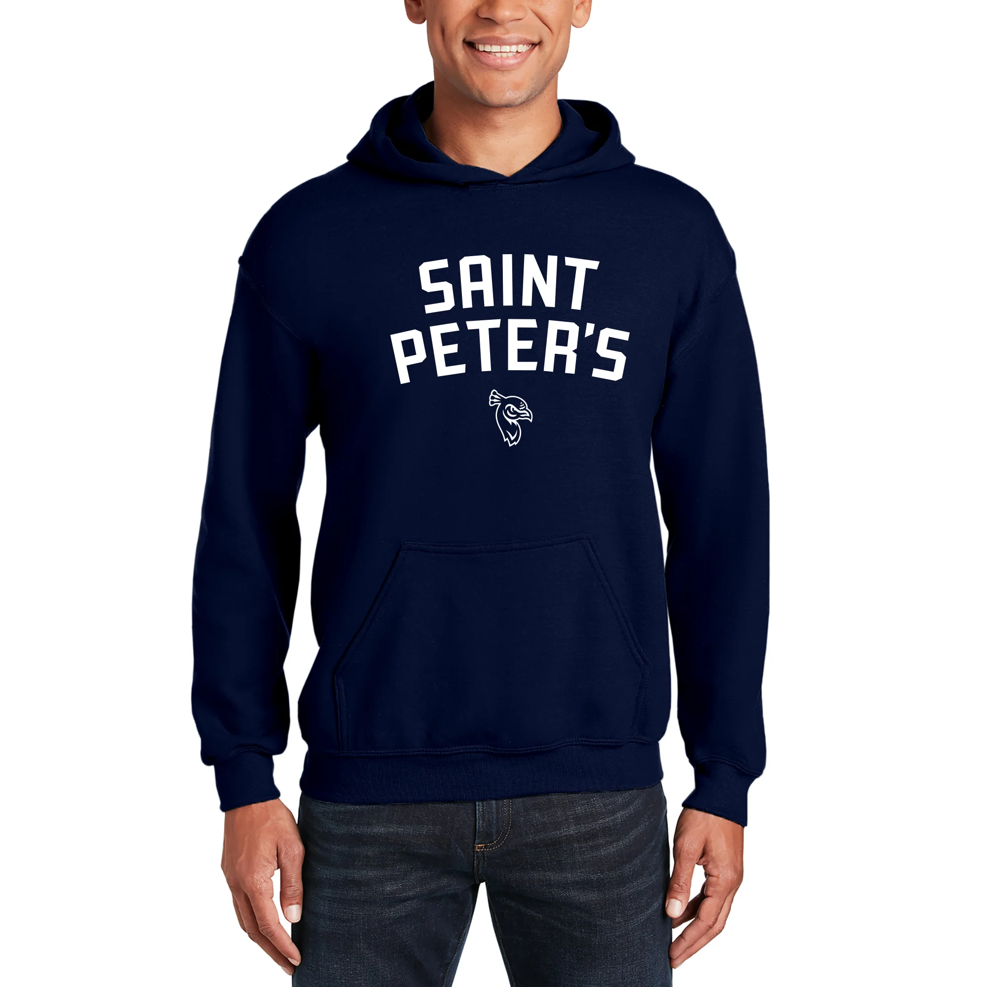 Saint Peter's University Peacocks Arch Logo Hoodie - Navy - Image 3