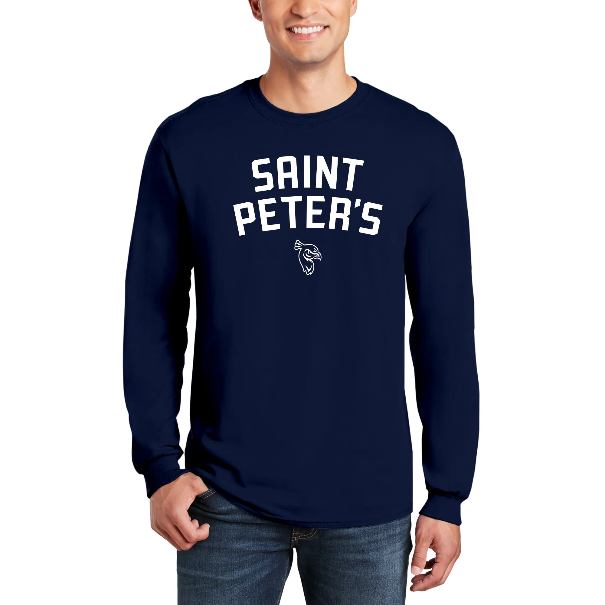 Saint Peter's University Peacocks Arch Logo Long Sleeve - Navy - Image 3