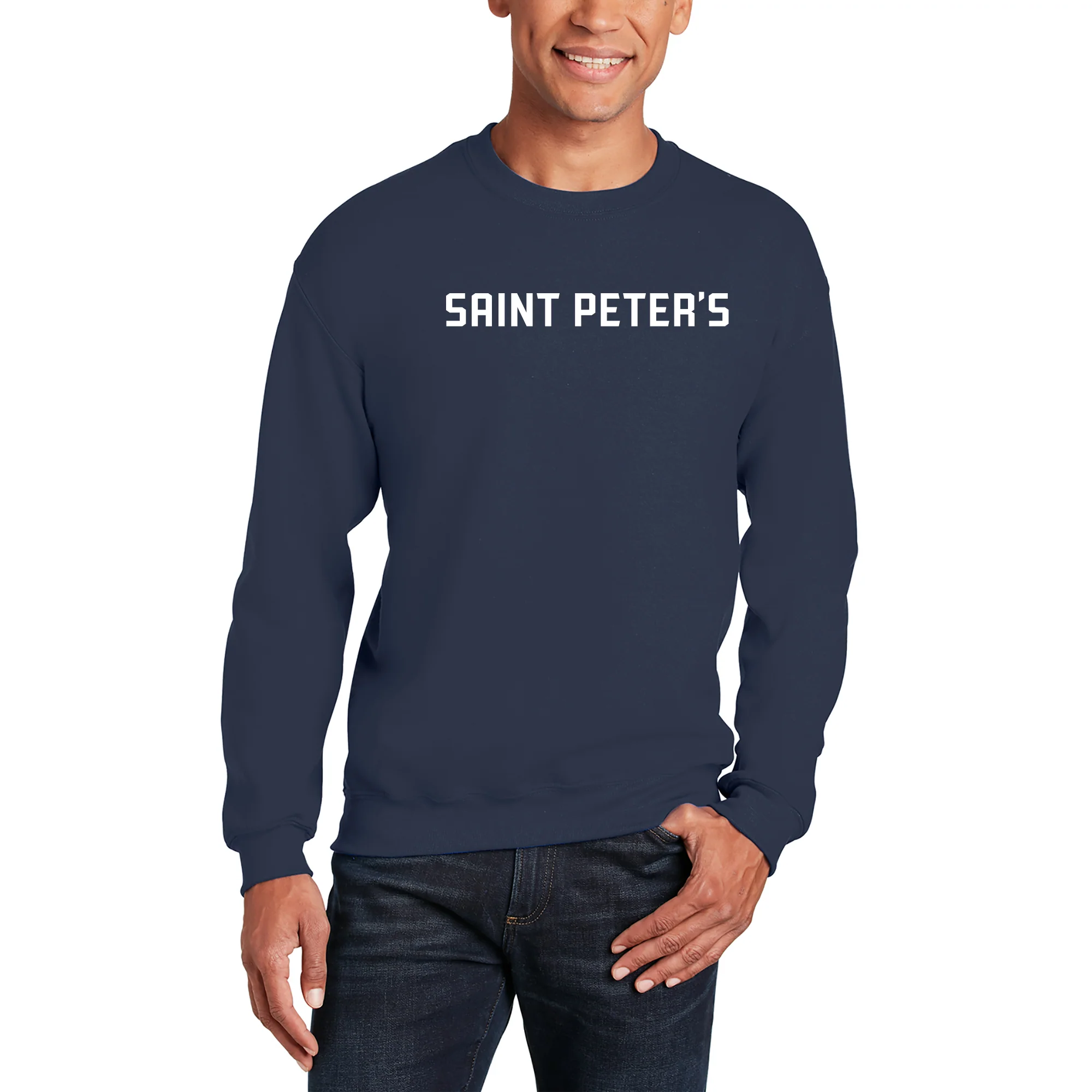 Saint Peter's University Peacocks Basic Block Crewneck Sweatshirt - Navy - Image 3