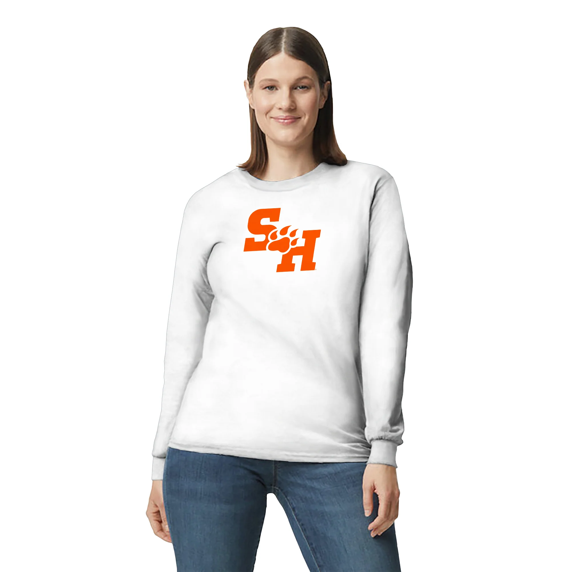Sam Houston State University Bearkats Primary Logo Long Sleeve T Shirt - White - Image 4