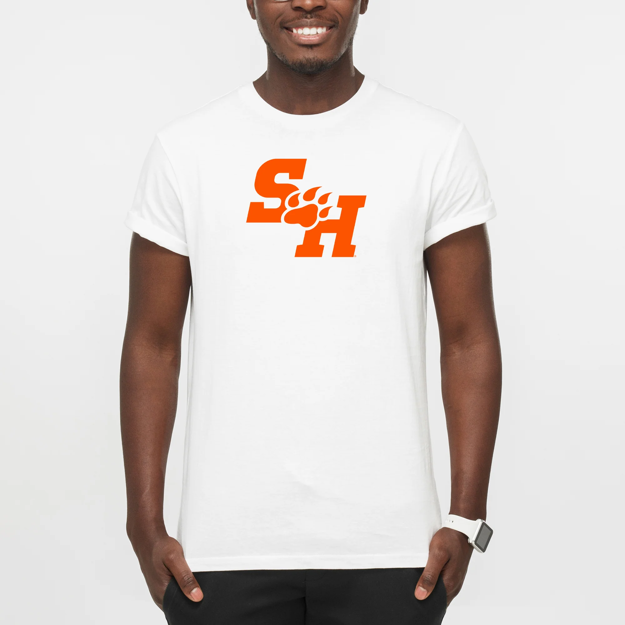 Sam Houston State University Bearkats Primary Logo Short Sleeve T Shirt - White - Image 3