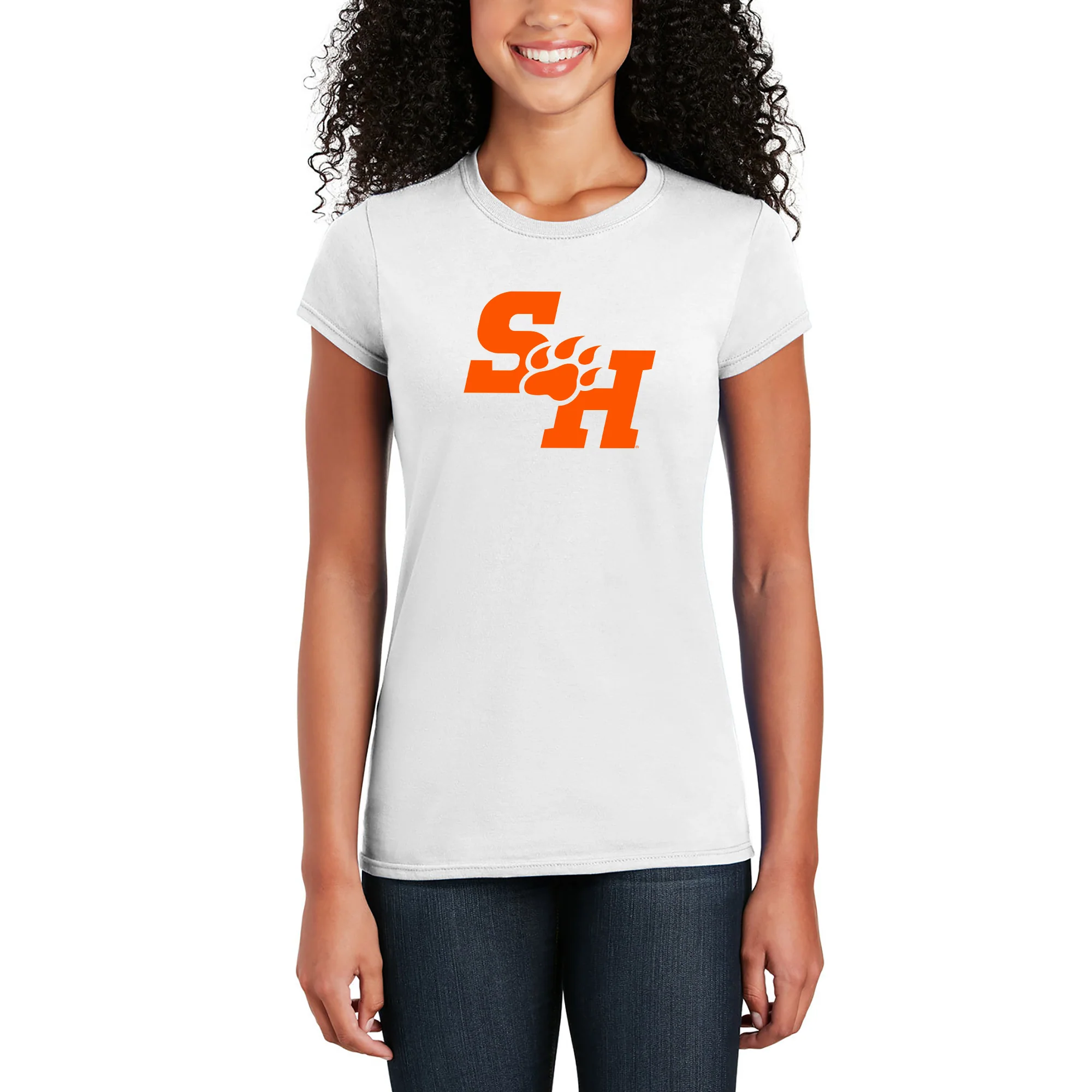 Sam Houston State University Bearkats Primary Logo Short Sleeve Womens T Shirt - White - Image 4