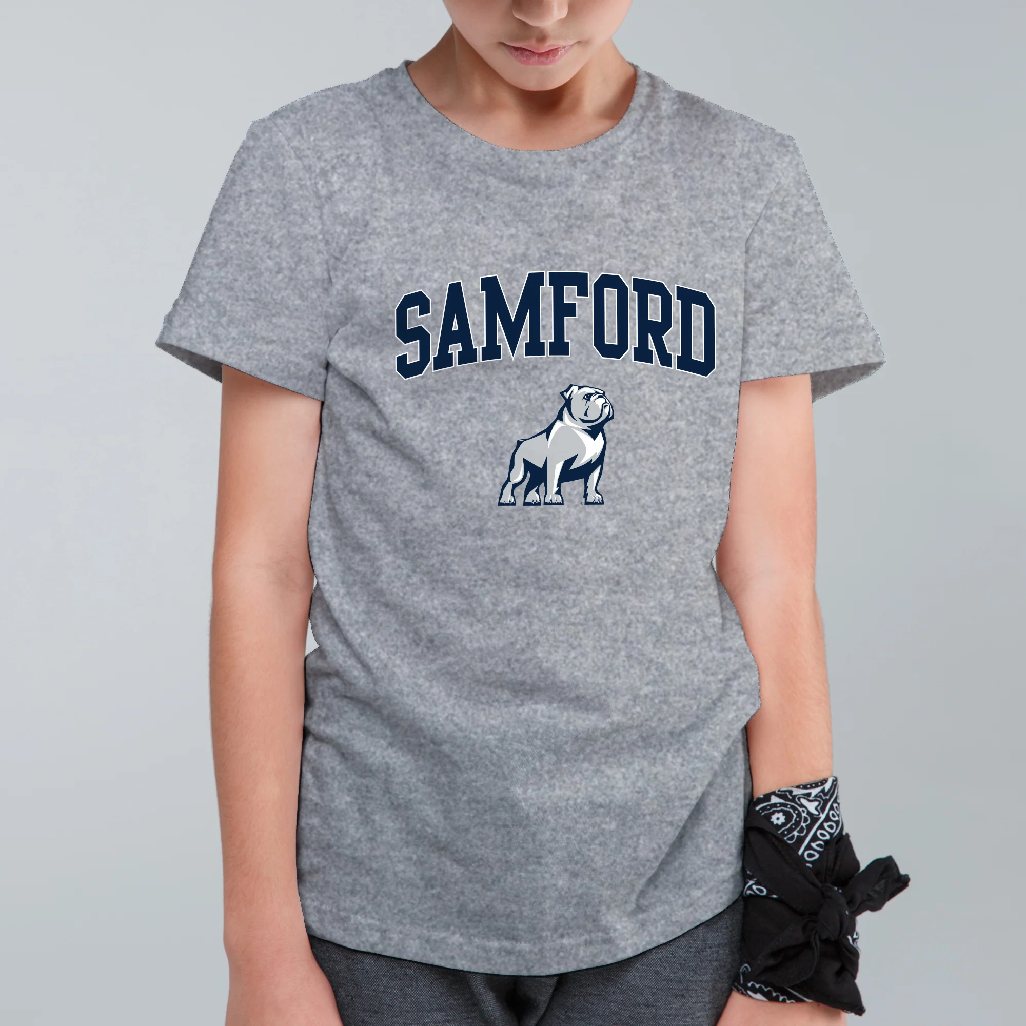 Samford Arch Logo Youth T-Shirt - Sport Grey - Image 3