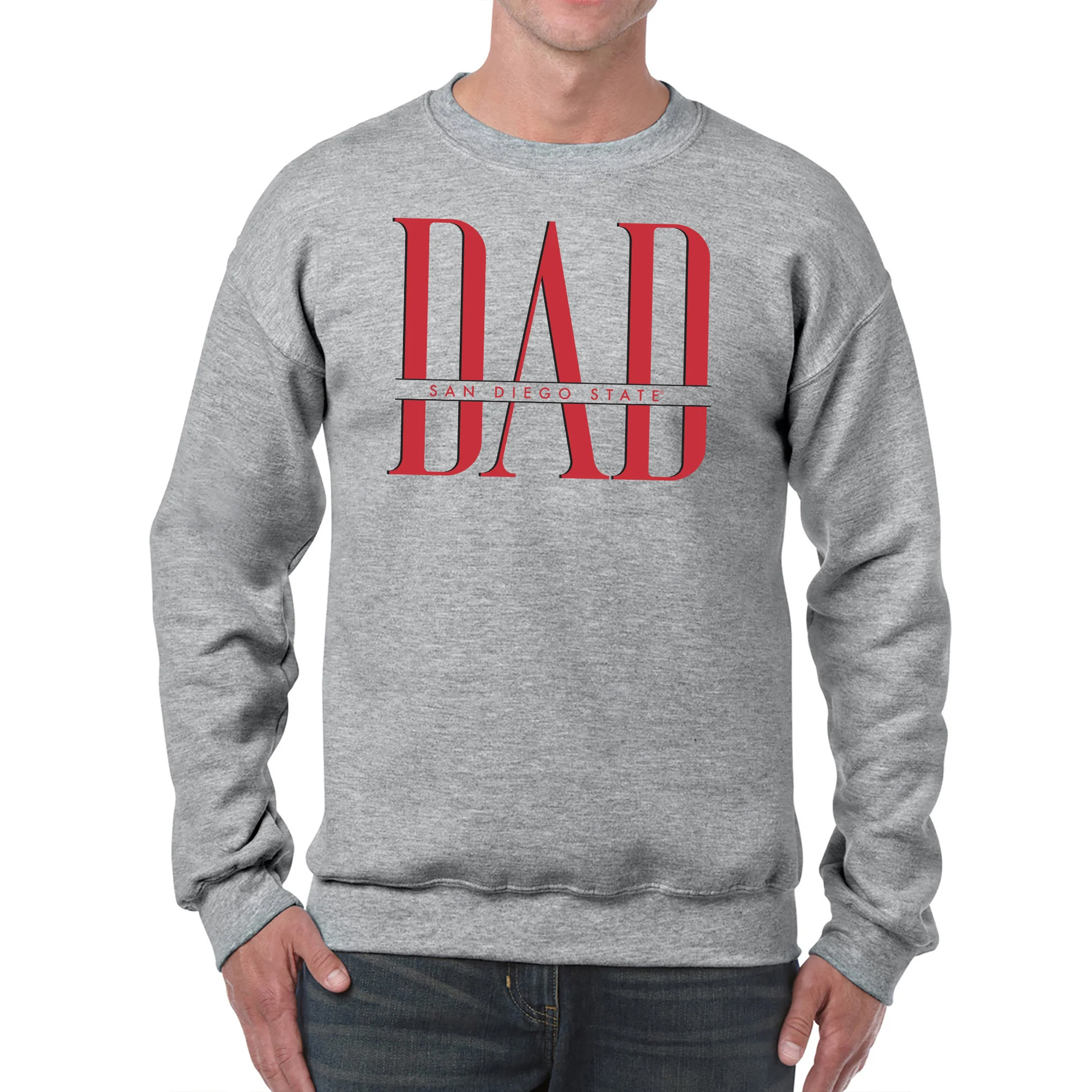 San Diego State Aztecs Classic Dad Crewneck Sweatshirt - Sport Grey - Image 3