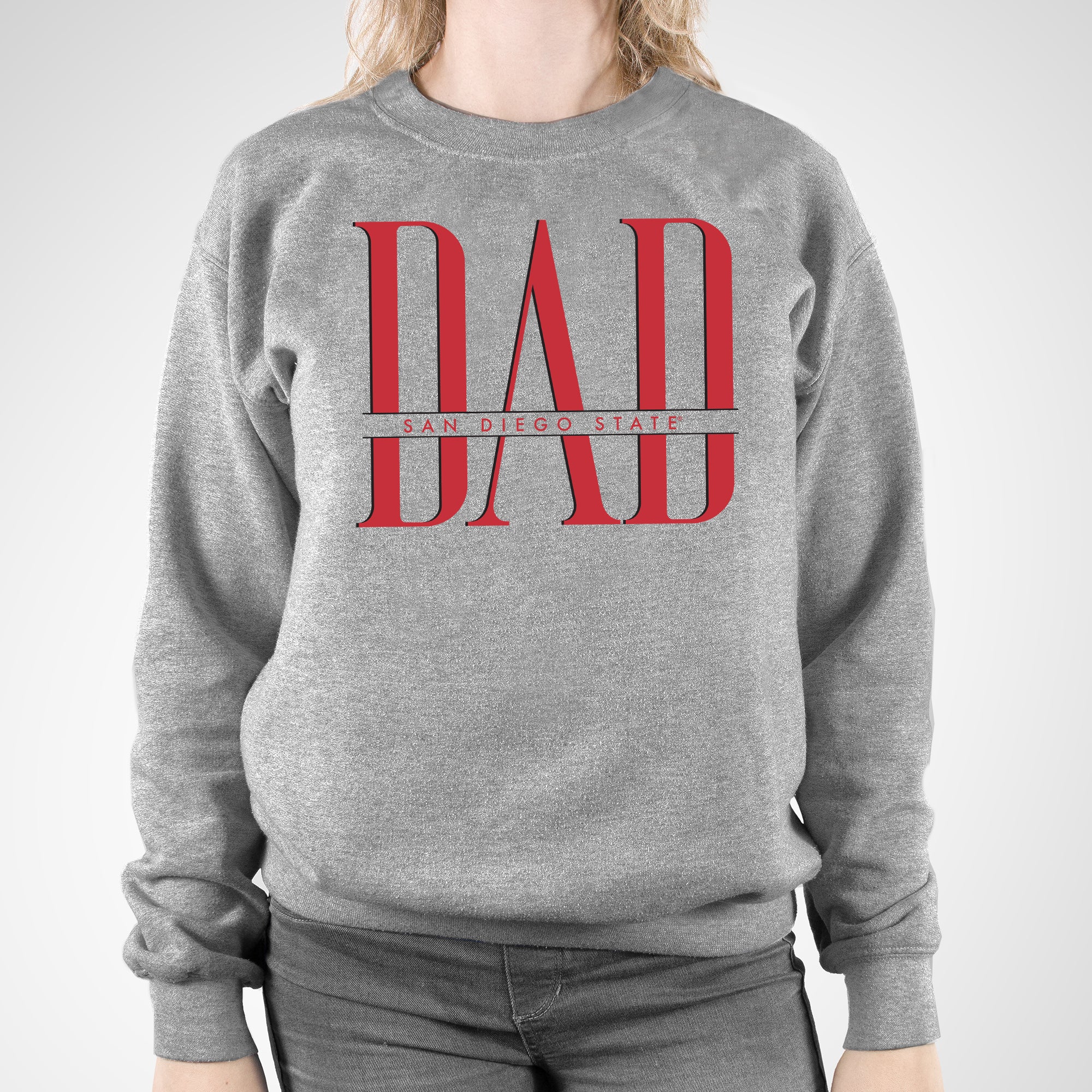 San Diego State Aztecs Classic Dad Crewneck Sweatshirt - Sport Grey - Image 4