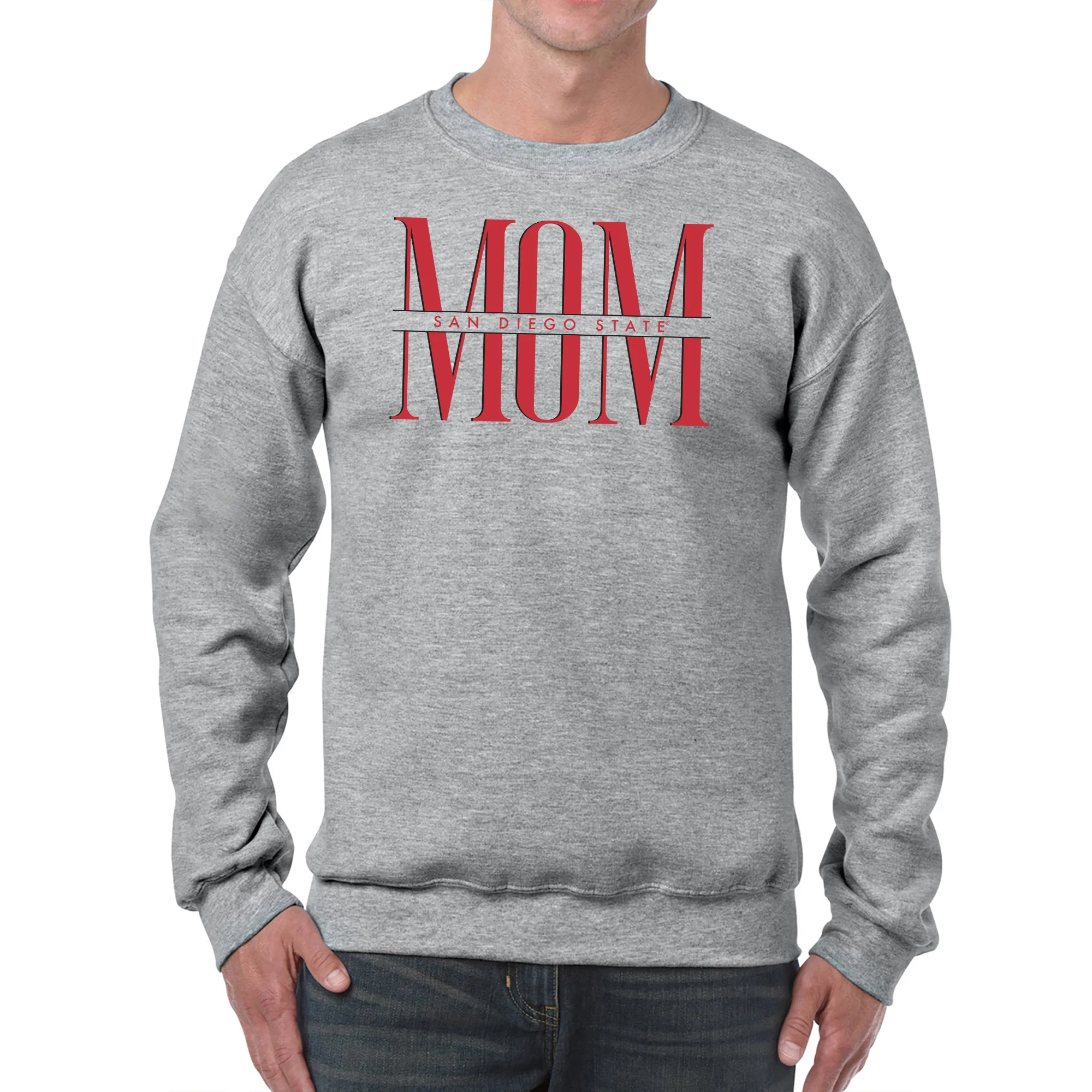 San Diego State Aztecs Classic Mom Crewneck Sweatshirt - Sport Grey - Image 3