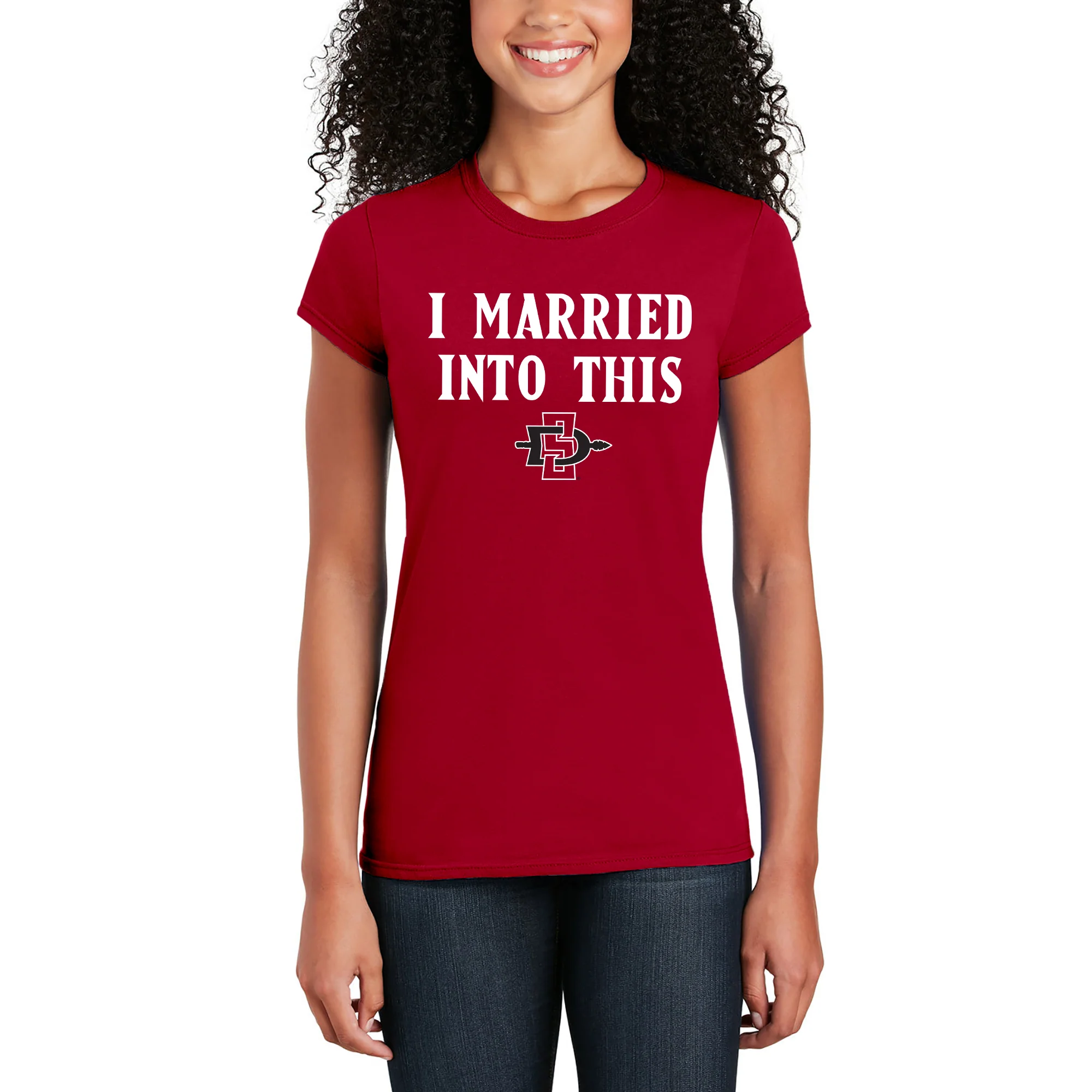 San Diego State Aztecs I Married Into This Women's T-Shirt - Red - Image 4