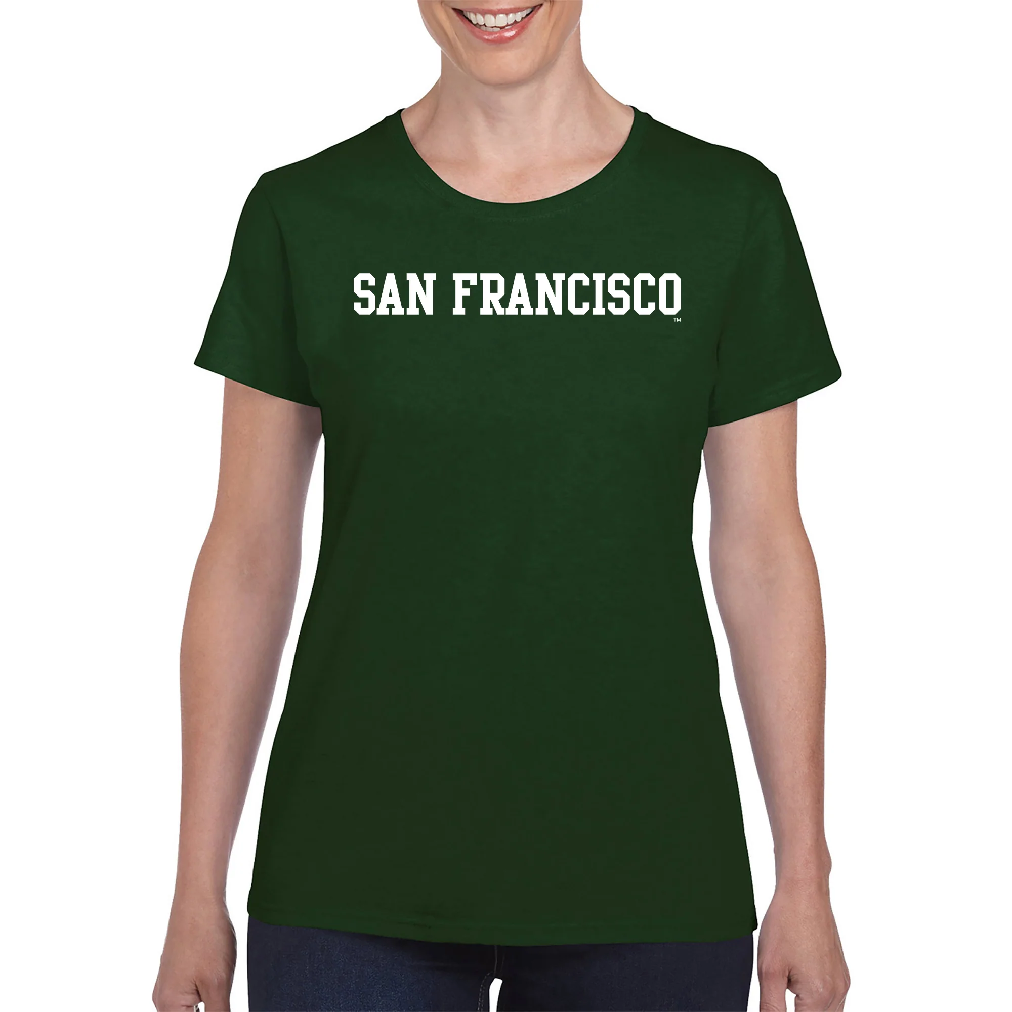 San Francisco Dons Basic Block Womens T-Shirt - Forest - Image 3