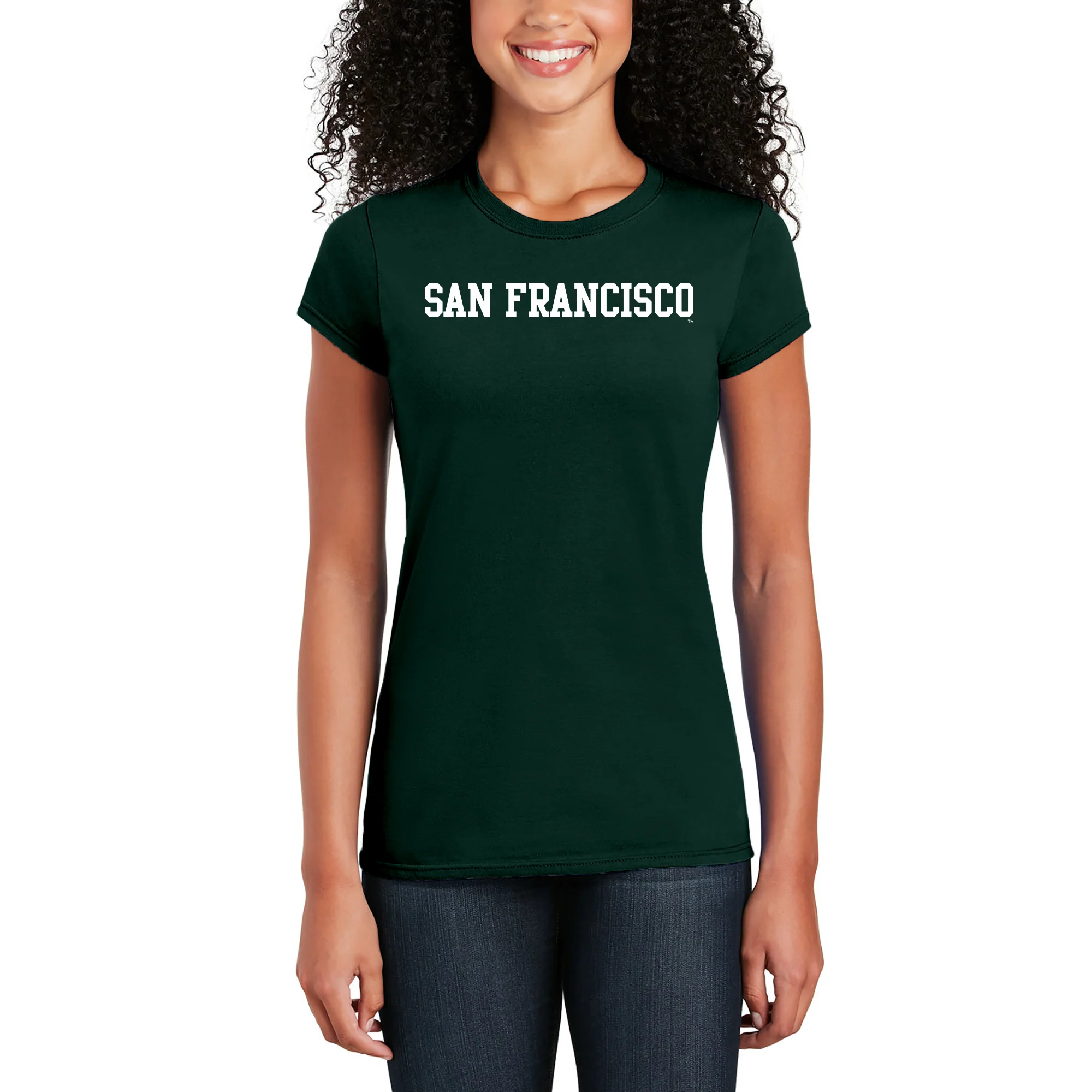 San Francisco Dons Basic Block Womens T-Shirt - Forest - Image 4
