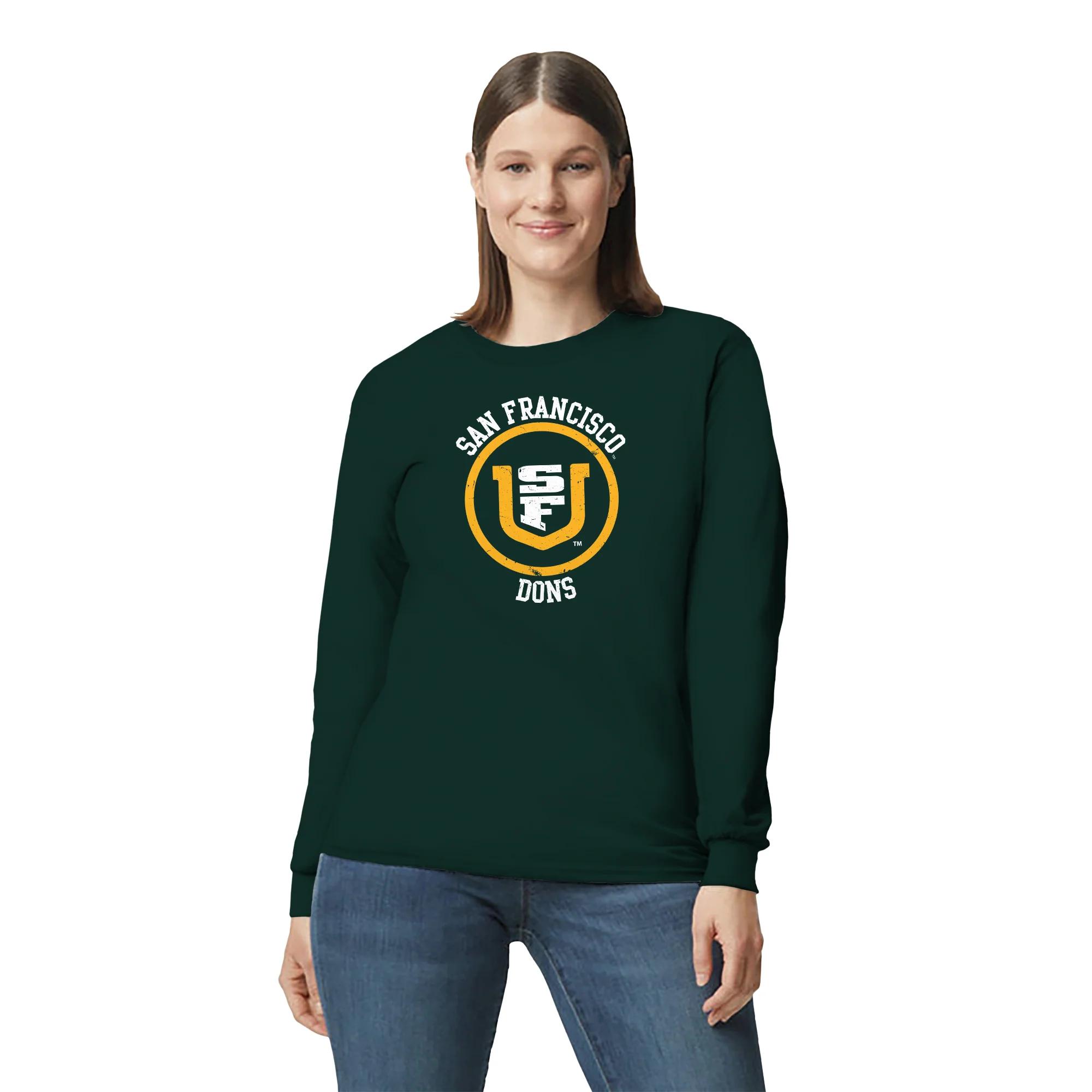 San Francisco Dons Distressed Circle Logo Long Sleeve T-Shirt - Forest - Image 4