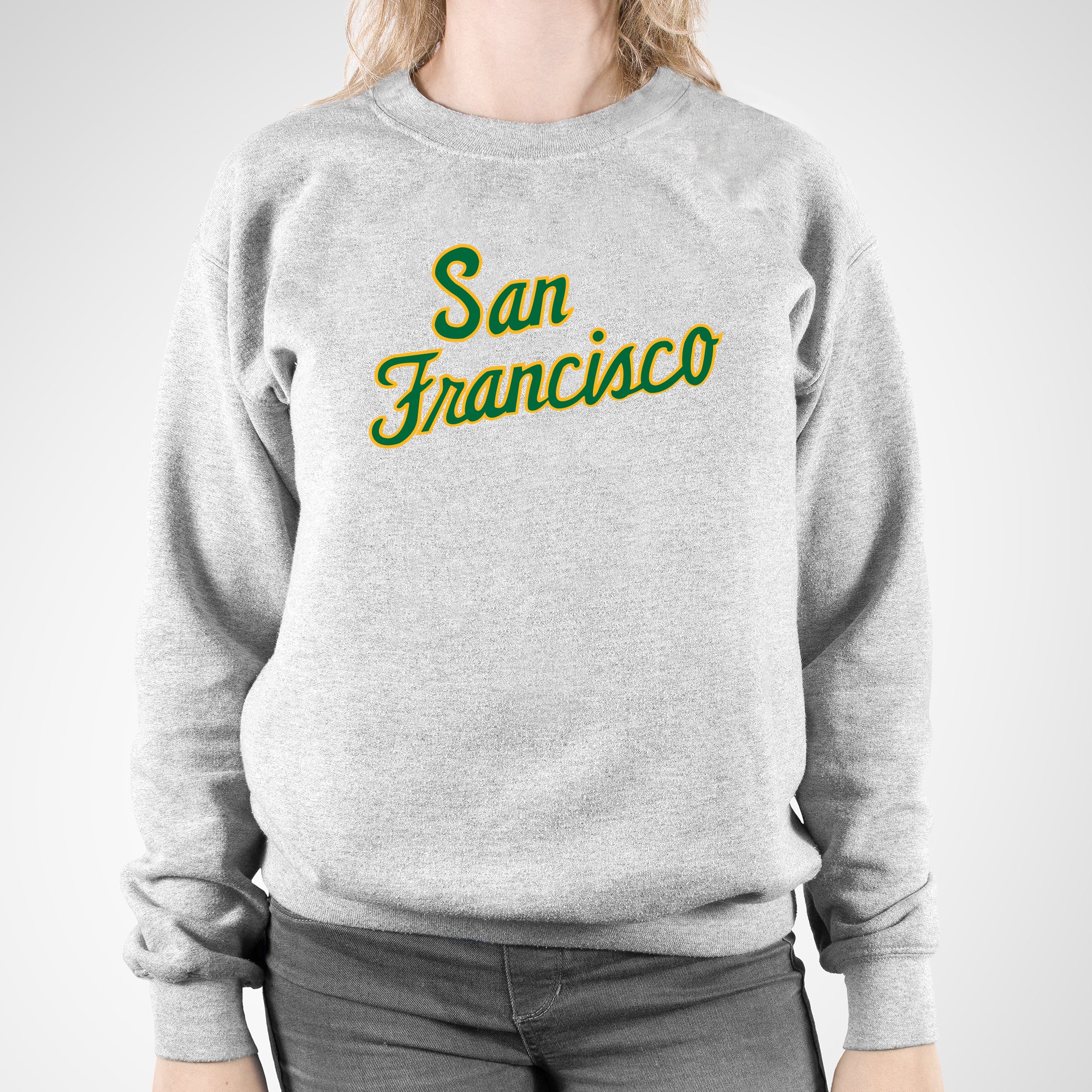 San Francisco Dons Script Logo Crewneck Sweatshirt - Sport Grey - Image 4