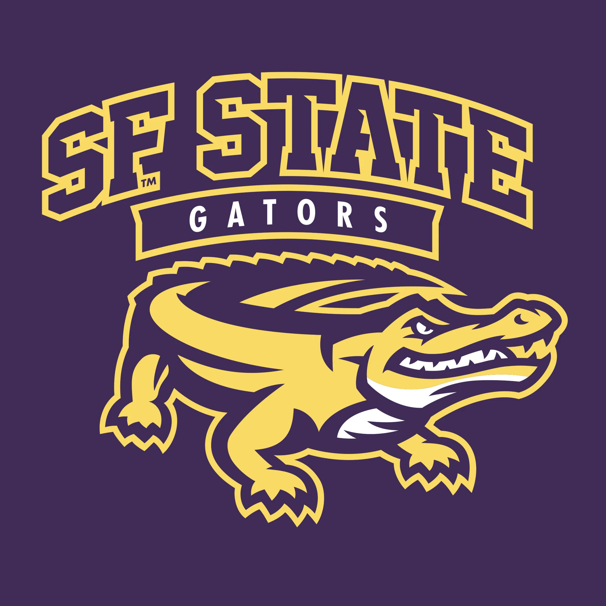 San Francisco State University Gators Arch Logo Long Sleeve T-Shirt - Purple - Image 2