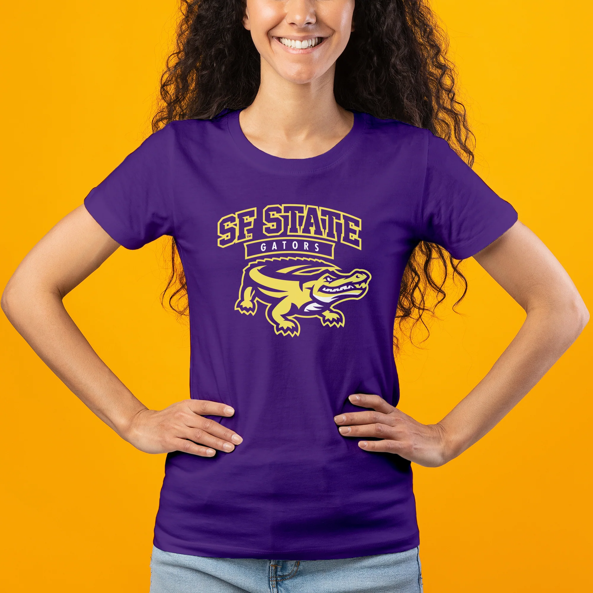 San Francisco State University Gators Arch Logo Women's T-Shirt - Purple - Image 3