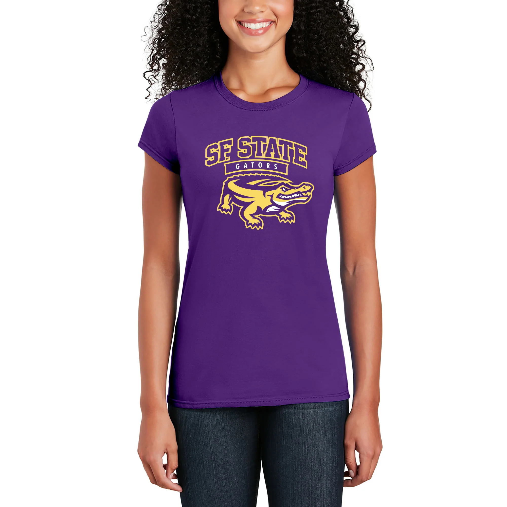 San Francisco State University Gators Arch Logo Women's T-Shirt - Purple - Image 4