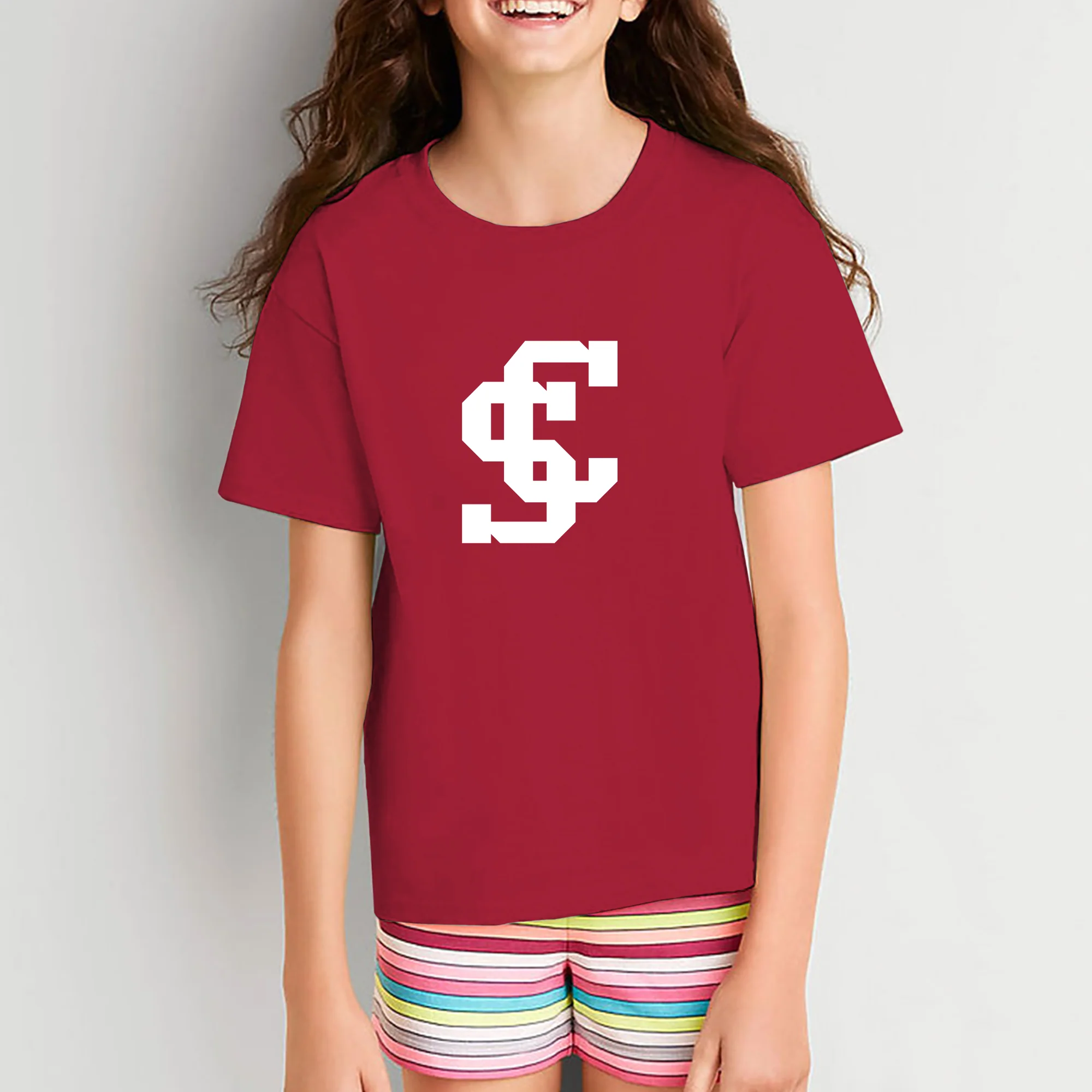 Santa Clara Broncos Primary Logo Youth T-Shirt - Cardinal - Image 4