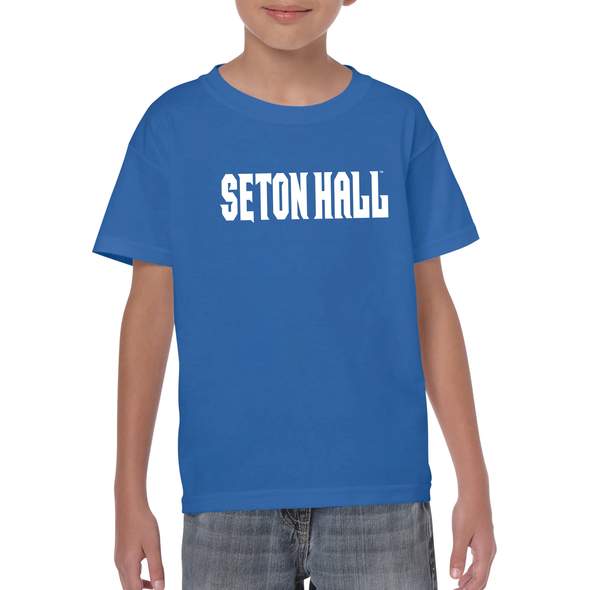 Seton Hall University Pirates Basic Block Youth Short Sleeve T Shirt - Royal - Image 3