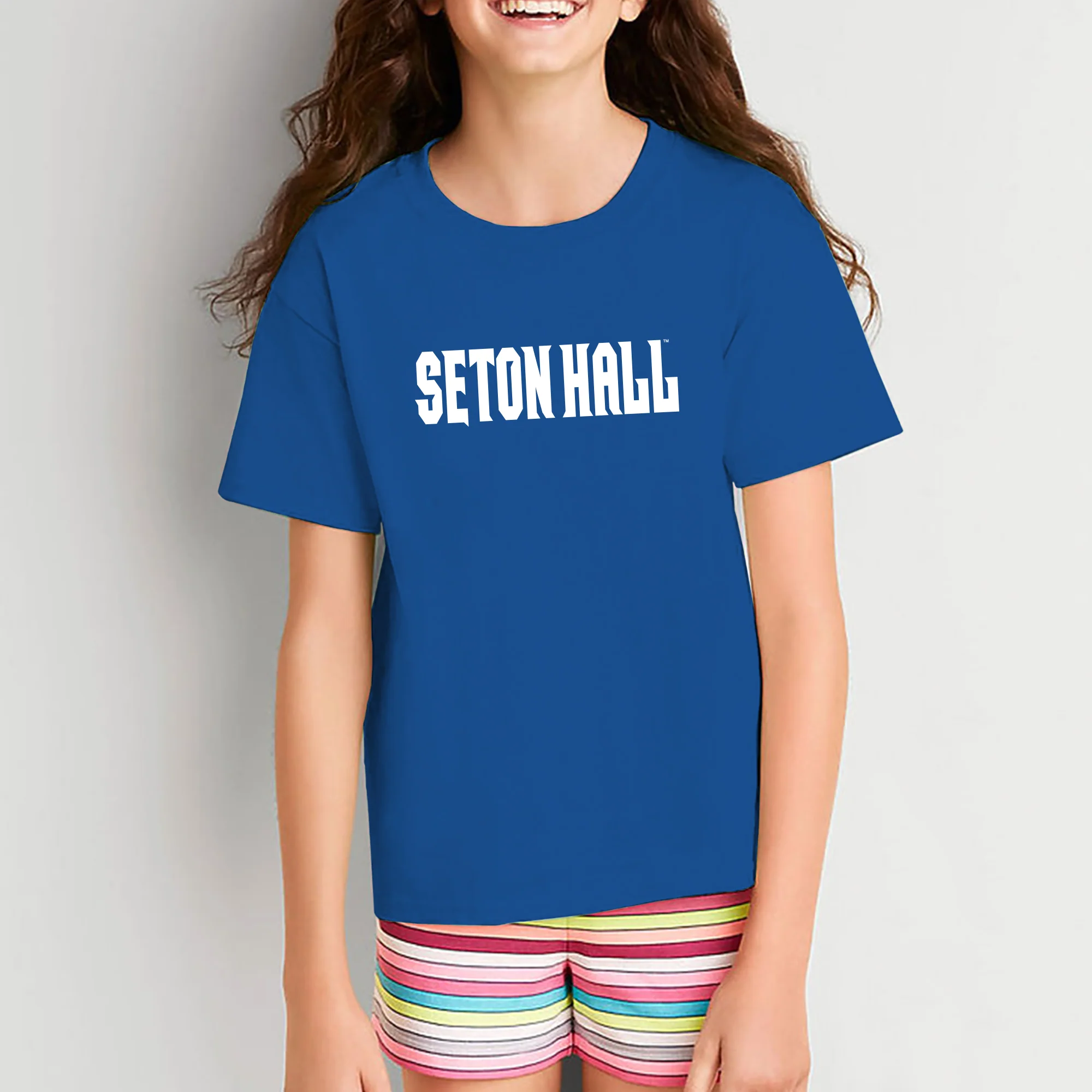 Seton Hall University Pirates Basic Block Youth Short Sleeve T Shirt - Royal - Image 4