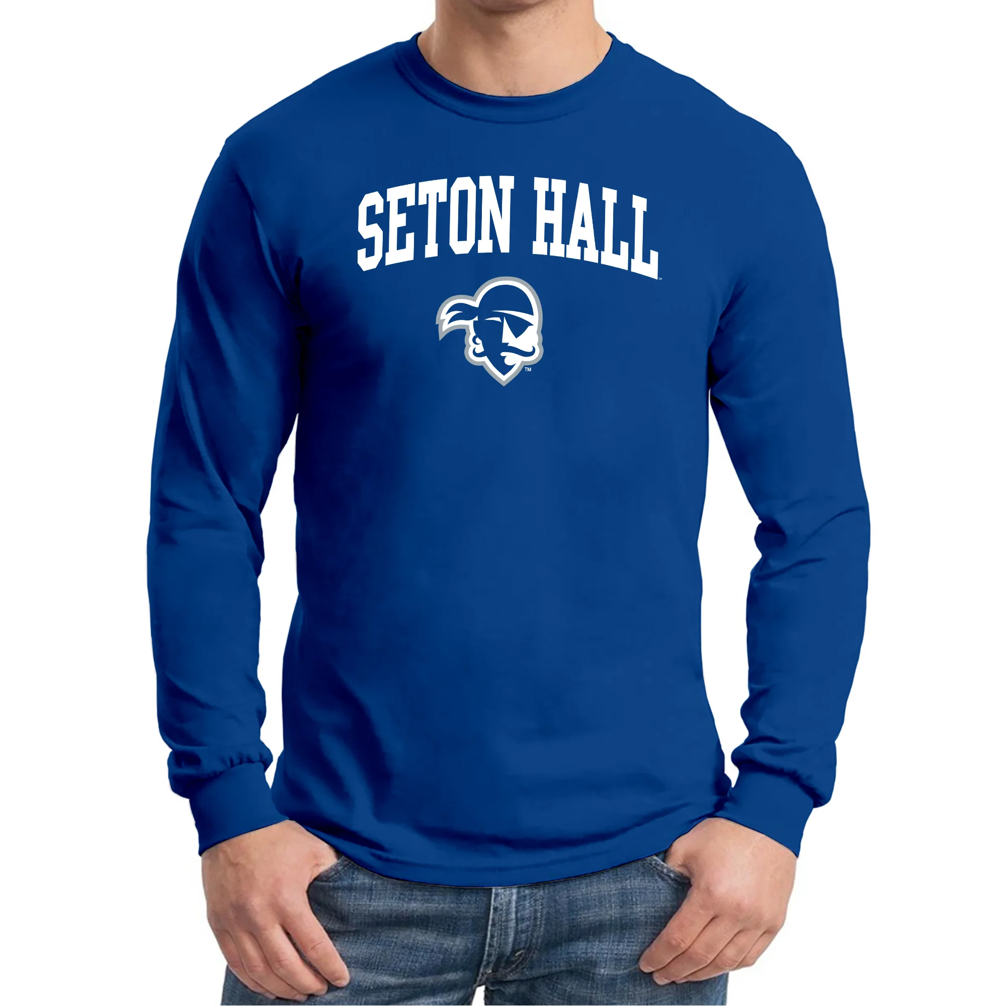 Seton Hall University Pirates Arch Logo Long Sleeve T-Shirt - Royal - Image 3