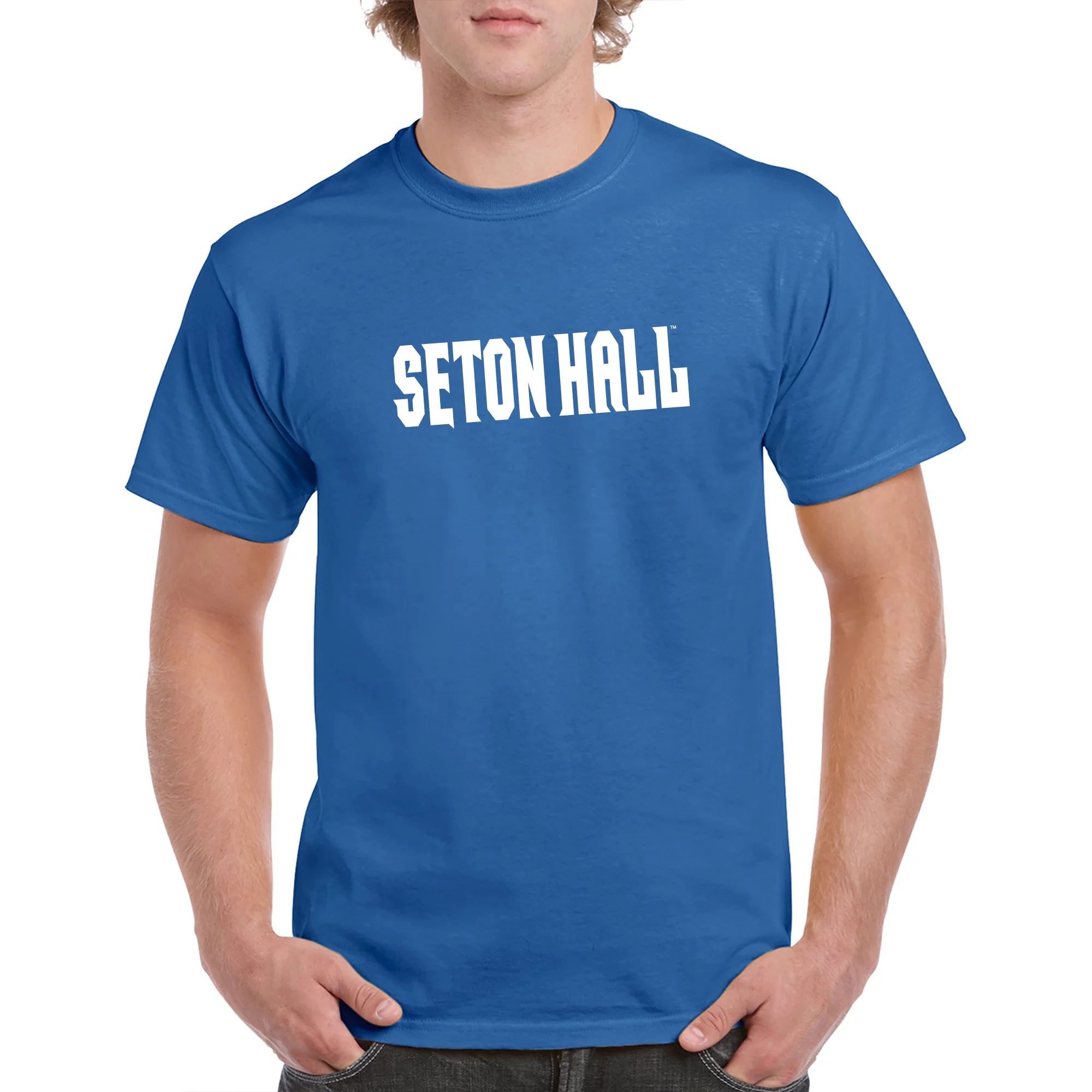 Seton Hall University Pirates Basic Block Short Sleeve T Shirt - Royal - Image 3