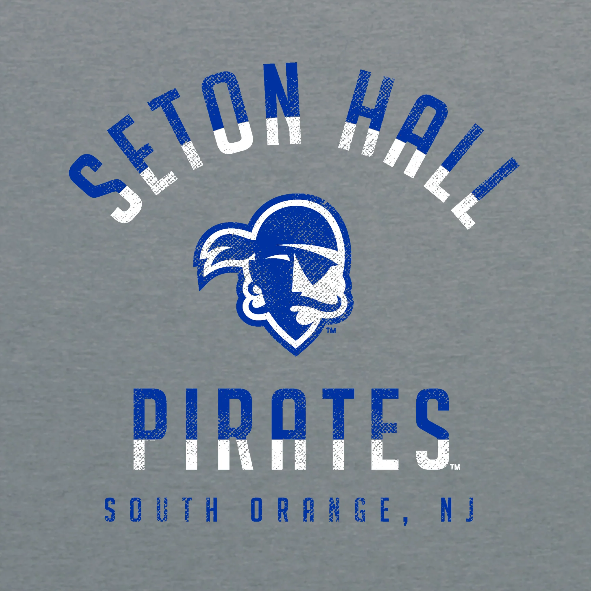 Seton Hall University Pirates Division Arch Canvas Short Sleeve T Shirt - Athletic Grey - Image 2