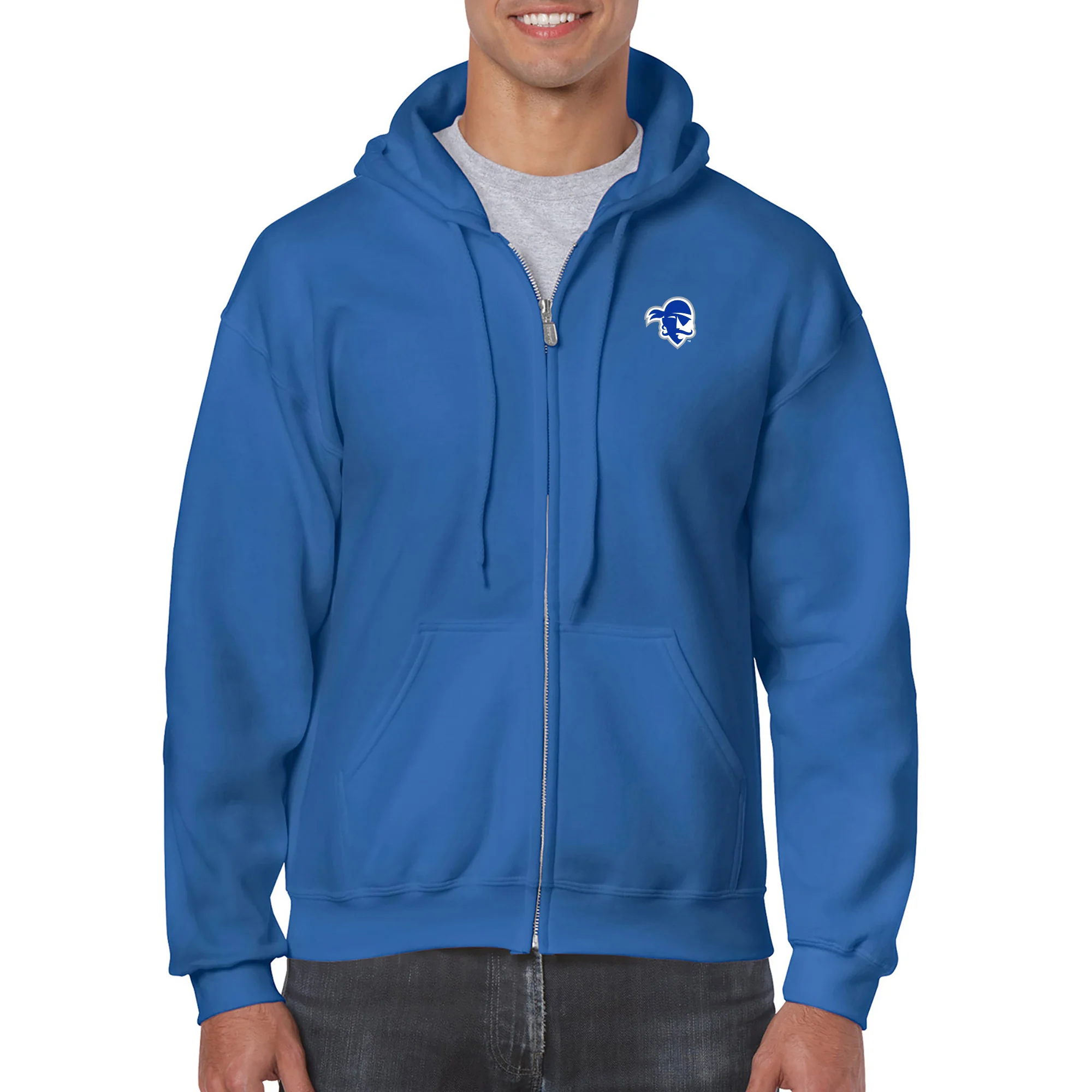 Seton Hall University Pirates Primary Logo Full Zip Hoodie - Royal - Image 3